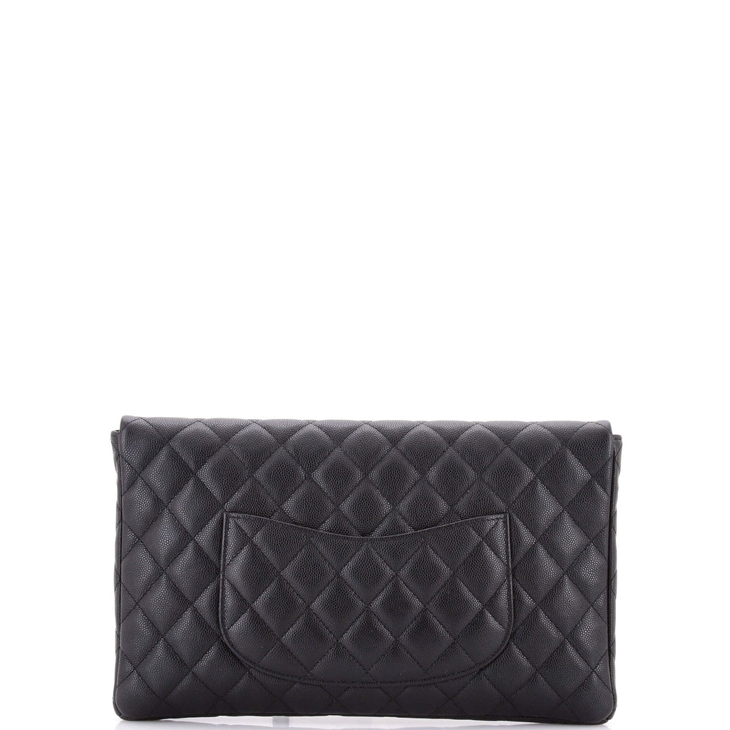 Classic Flap Clutch Quilted Caviar