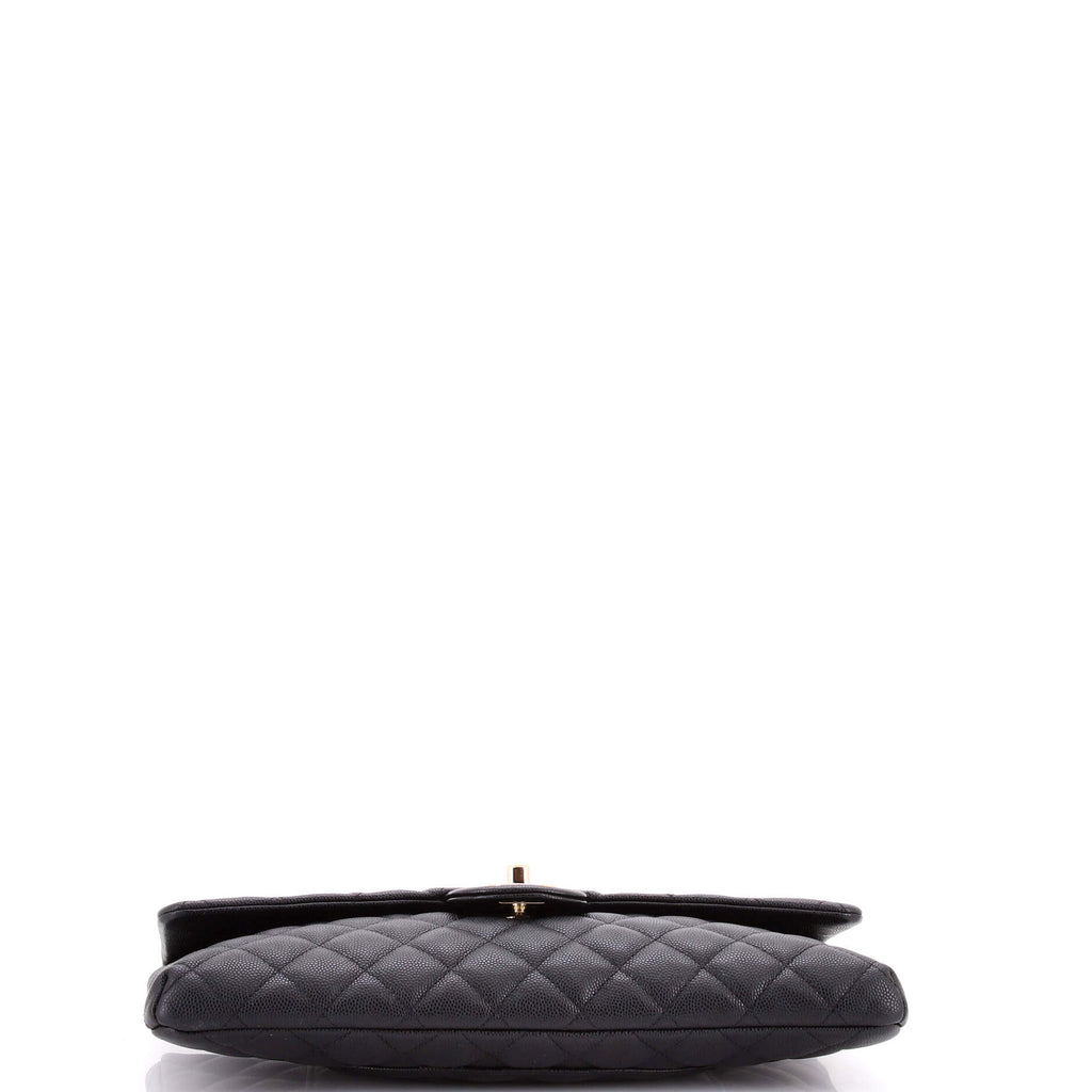 Classic Flap Clutch Quilted Caviar