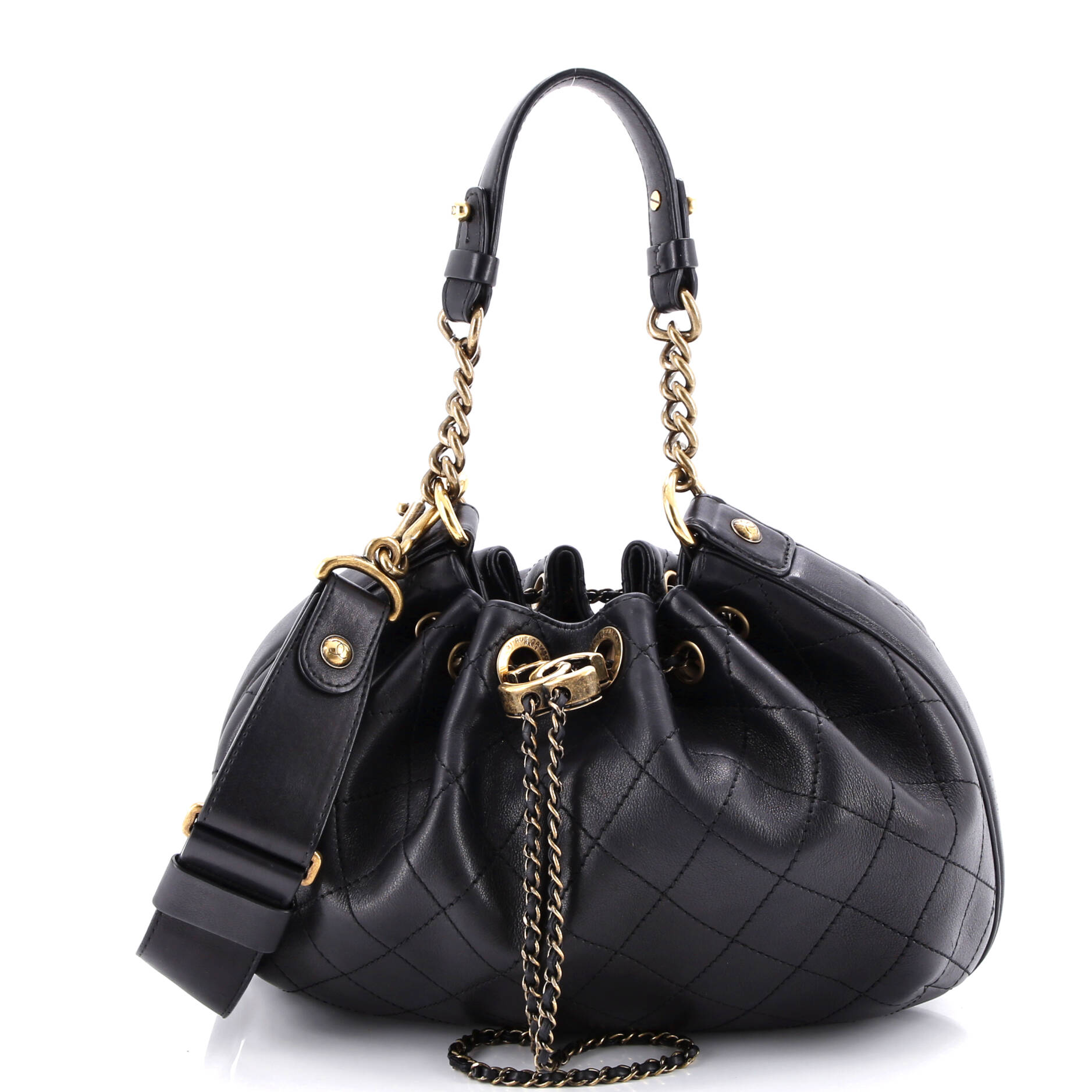 Paris in Rome Drawstring Bag Quilted Lambskin Small