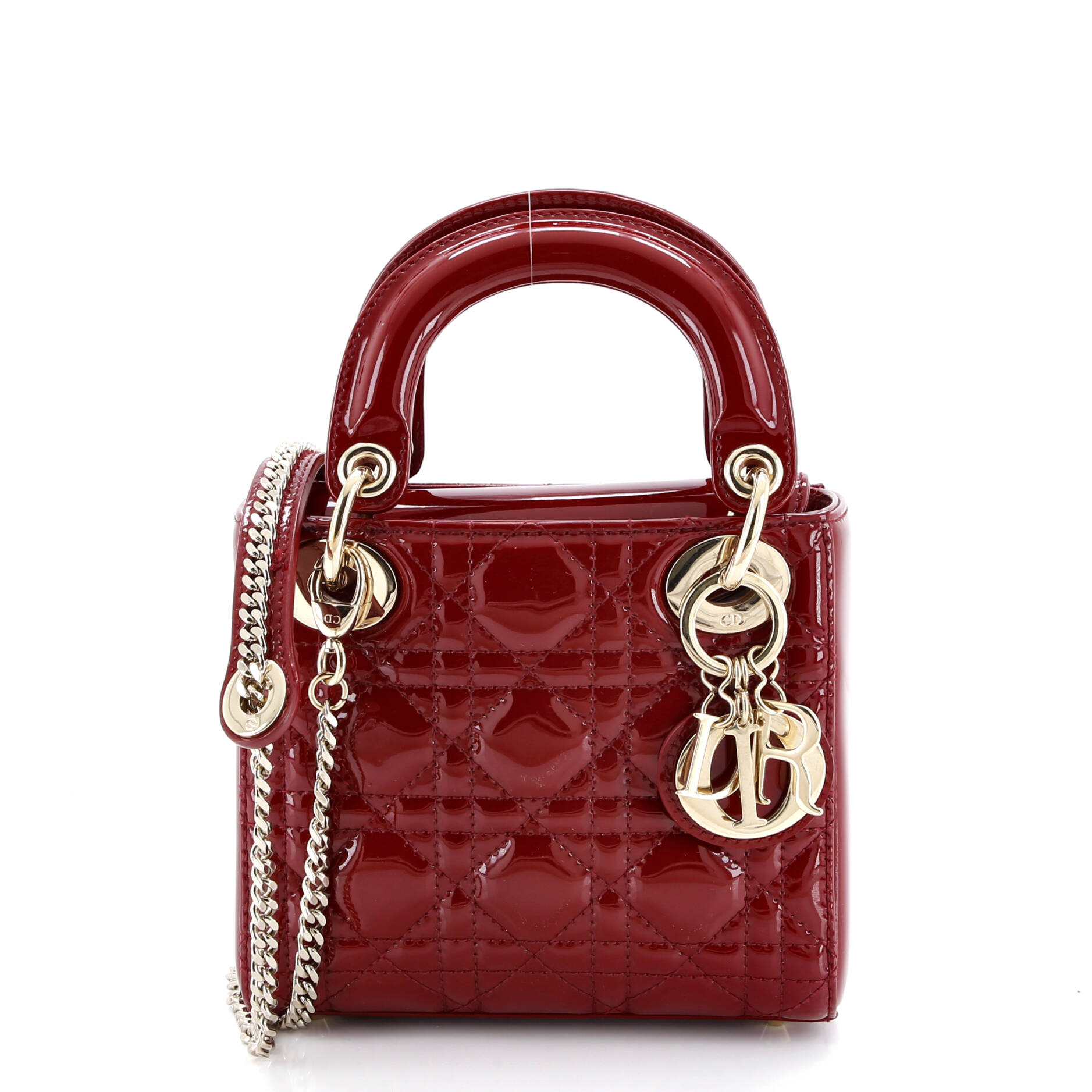 Lady Dior Chain Bag Cannage Quilt Patent Mini