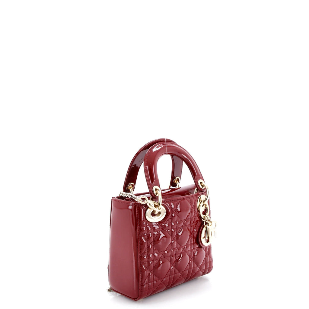Lady Dior Chain Bag Cannage Quilt Patent Mini