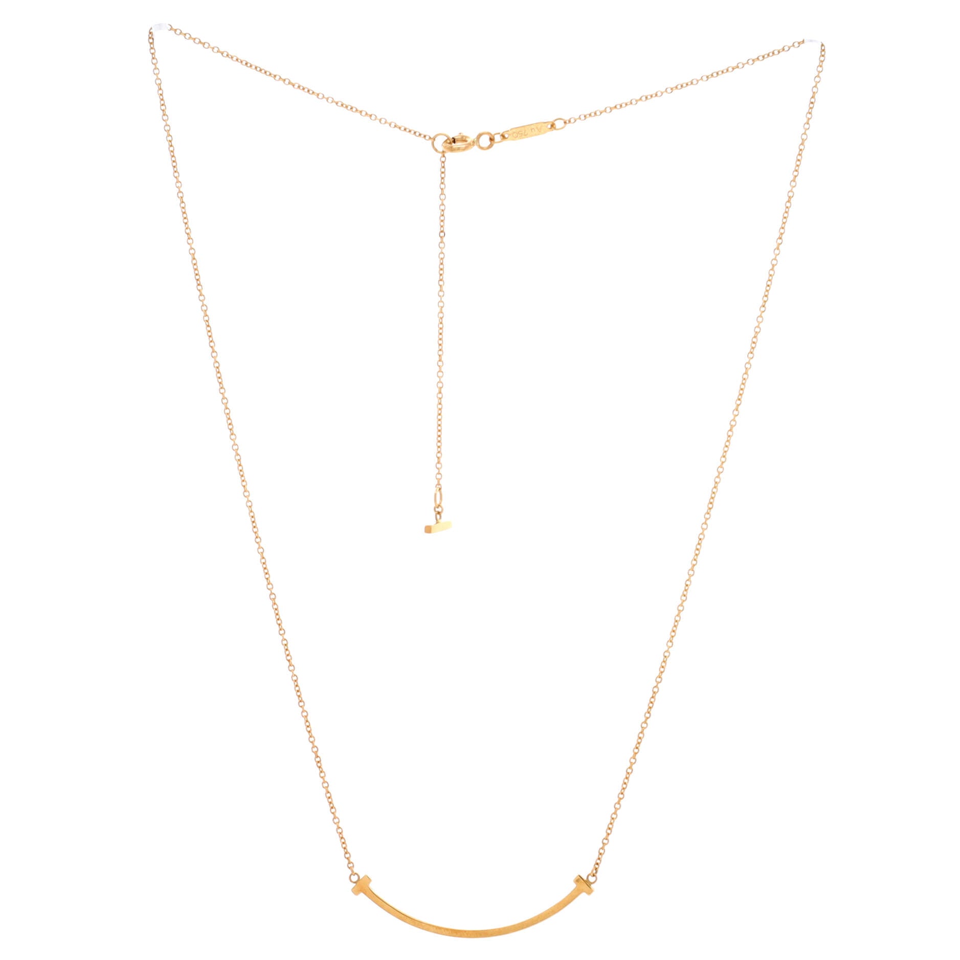 T Smile Pendant Necklace 18K Yellow Gold Large