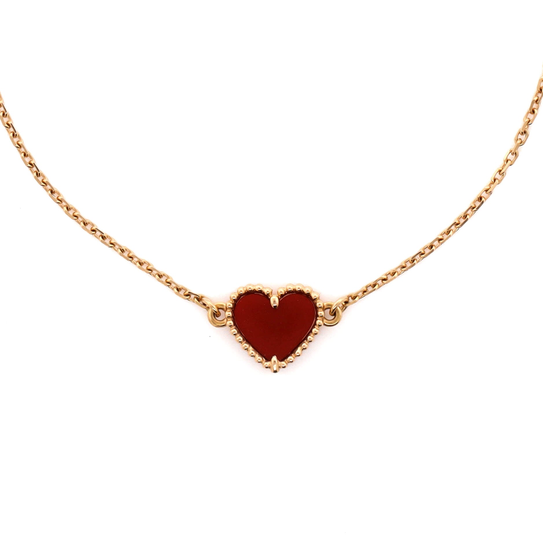 Sweet Alhambra Heart Bracelet 18K Rose Gold with Carnelian