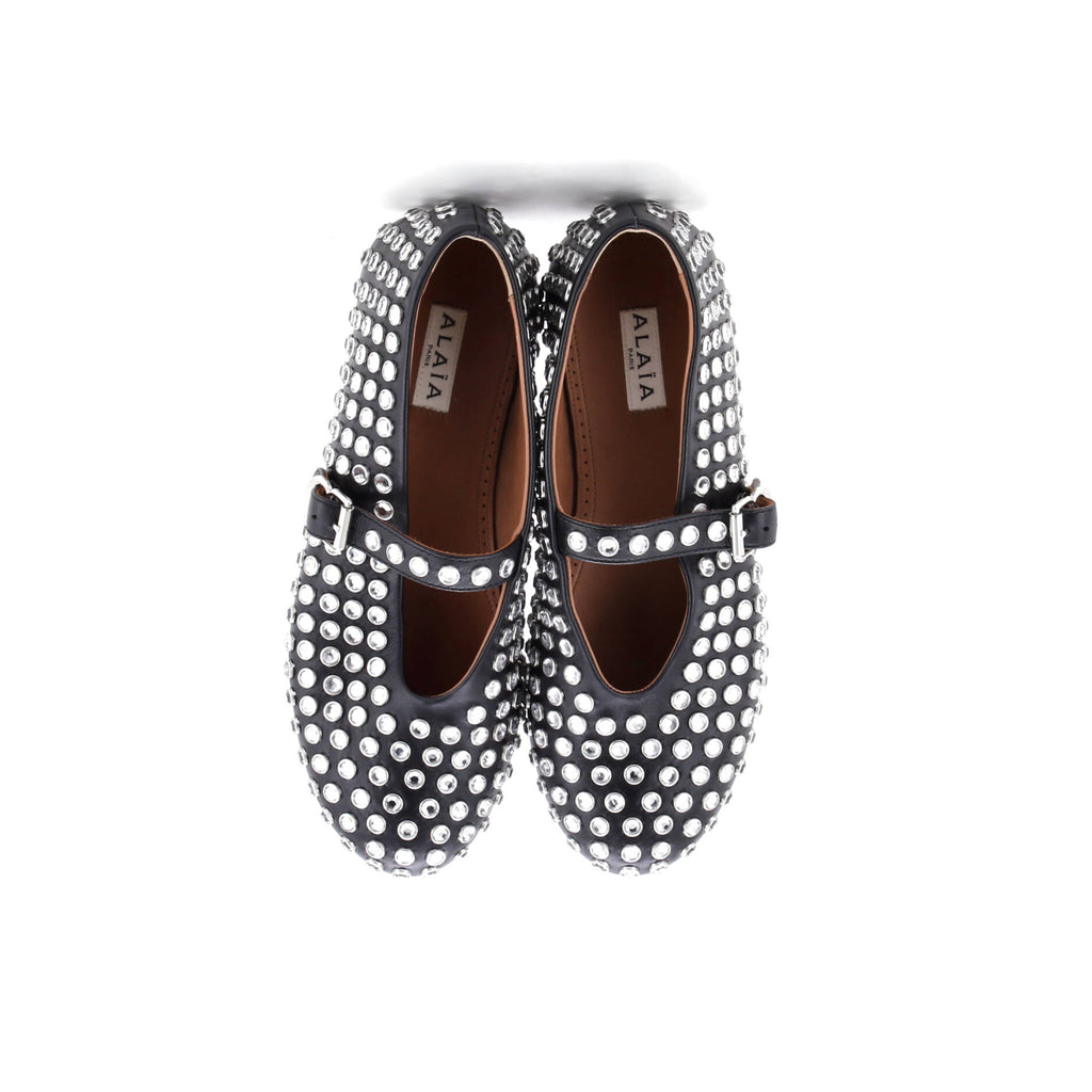 Women's Buckle Ballerina Flats Leather with Crystals