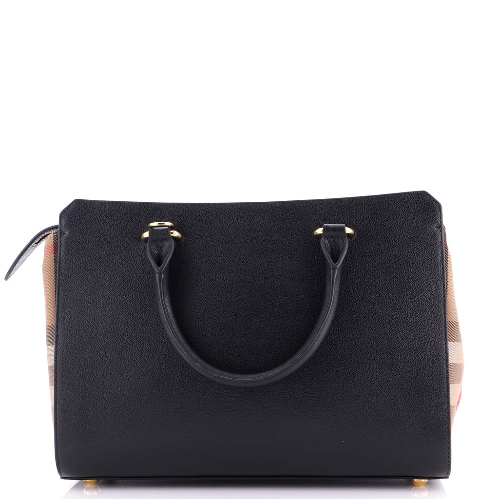 Banwell Tote Leather and House Check Canvas Small