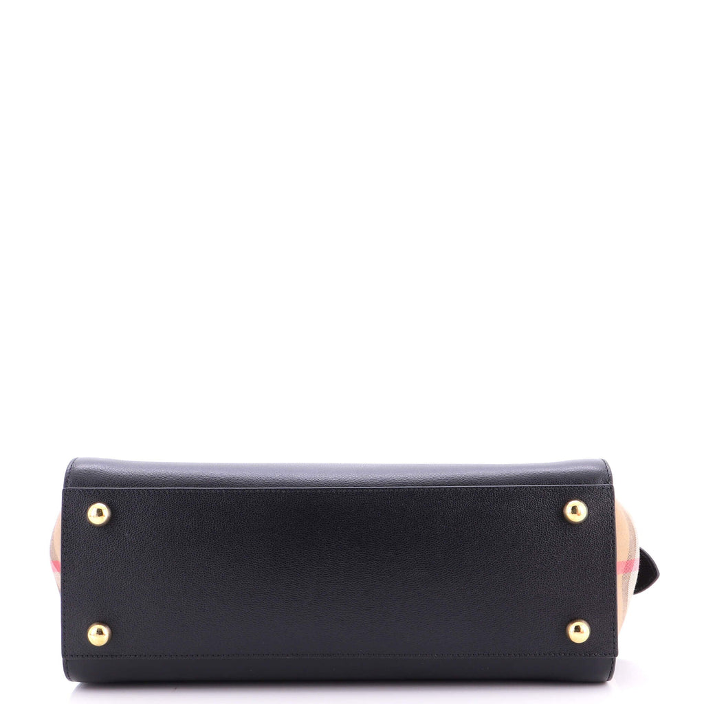 Banwell Tote Leather and House Check Canvas Small