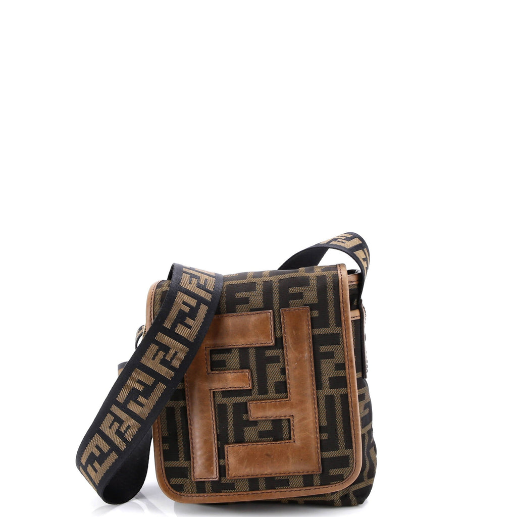 Vintage FF Flap Messenger Bag Zucca Canvas Mini
