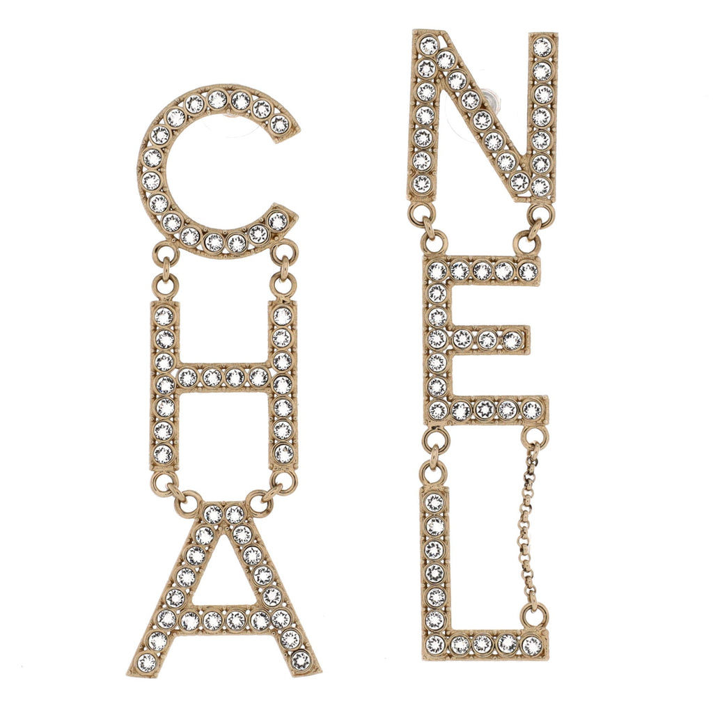 CHA-NEL Drop Earrings Metal with Crystals