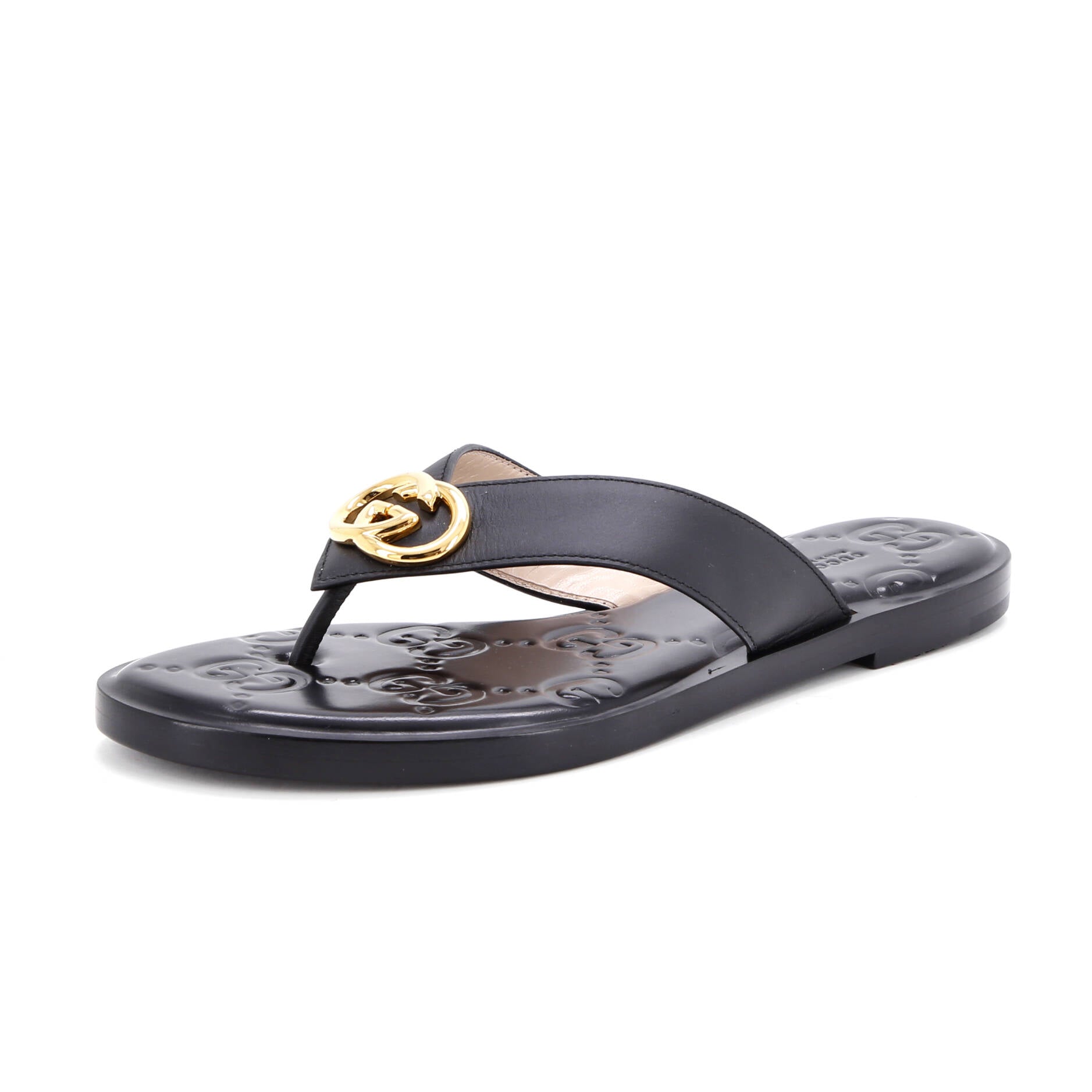Women's Nadeline Interlocking G Thong Sandals GG Embossed Leather
