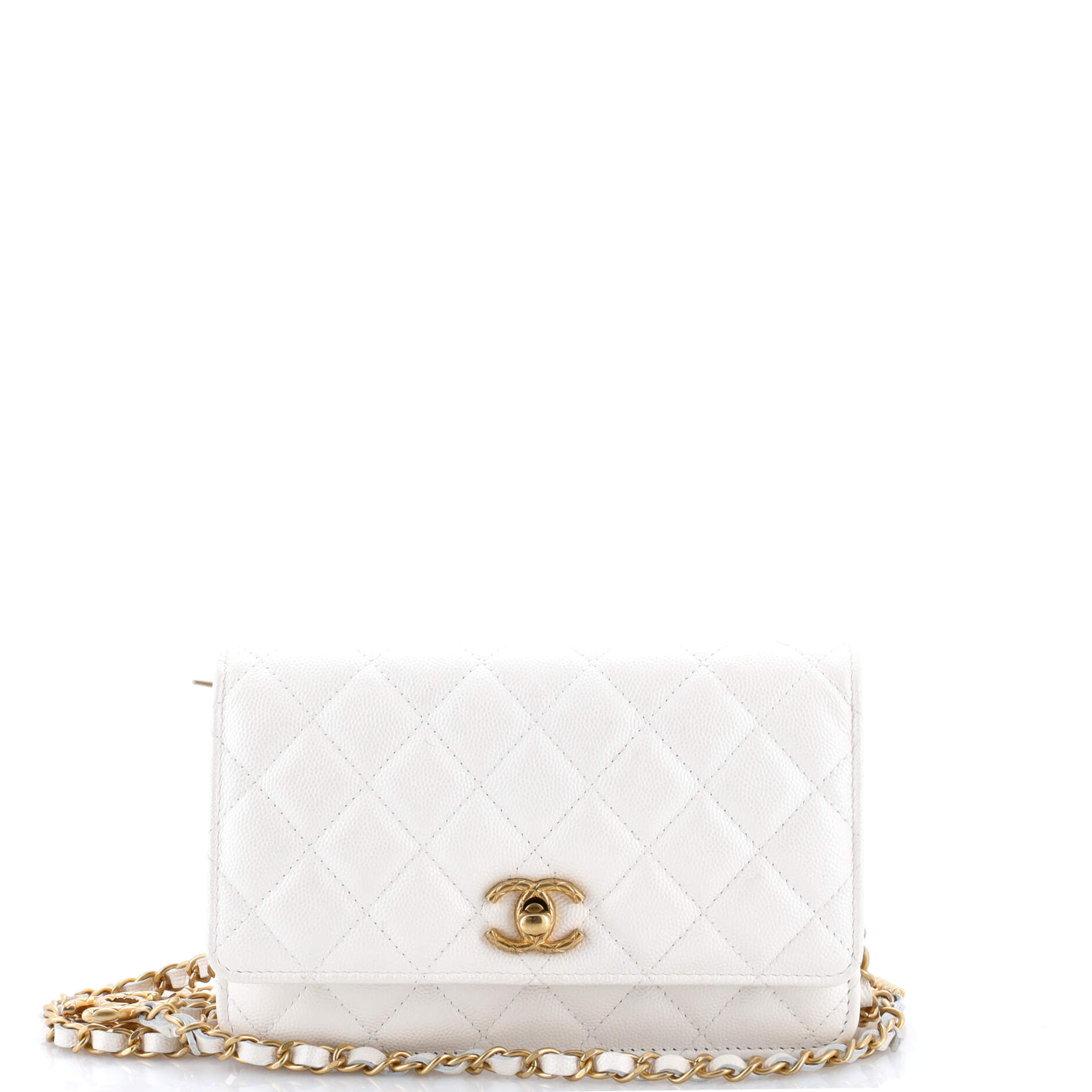 Fit For You Wallet on Chain Quilted Iridescent Caviar