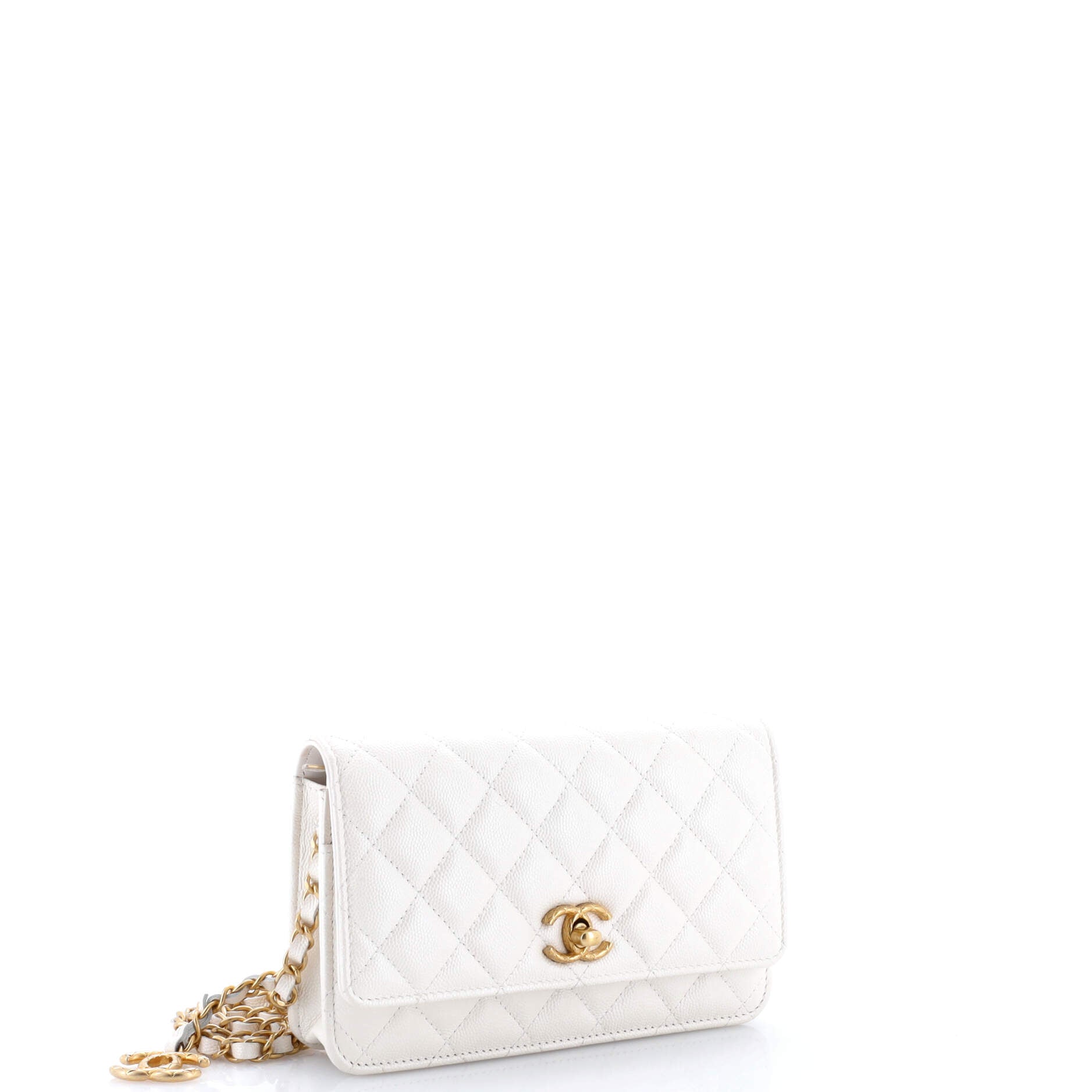 Fit For You Wallet on Chain Quilted Iridescent Caviar