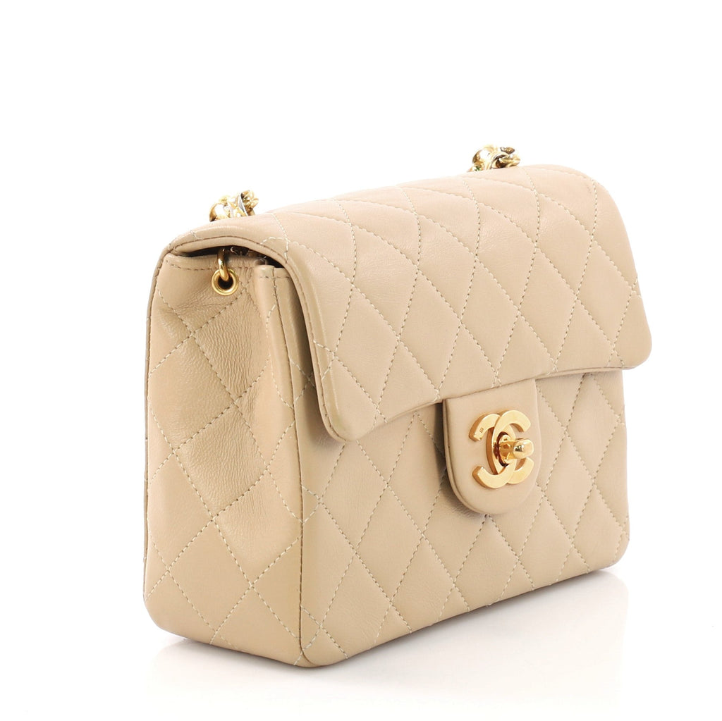 Vintage Square Classic Single Flap Bag Quilted Lambskin Mini