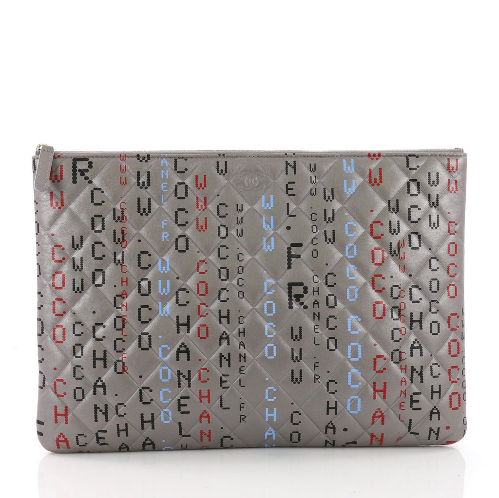 Data Center O Case Clutch Quilted Printed Lambskin Large