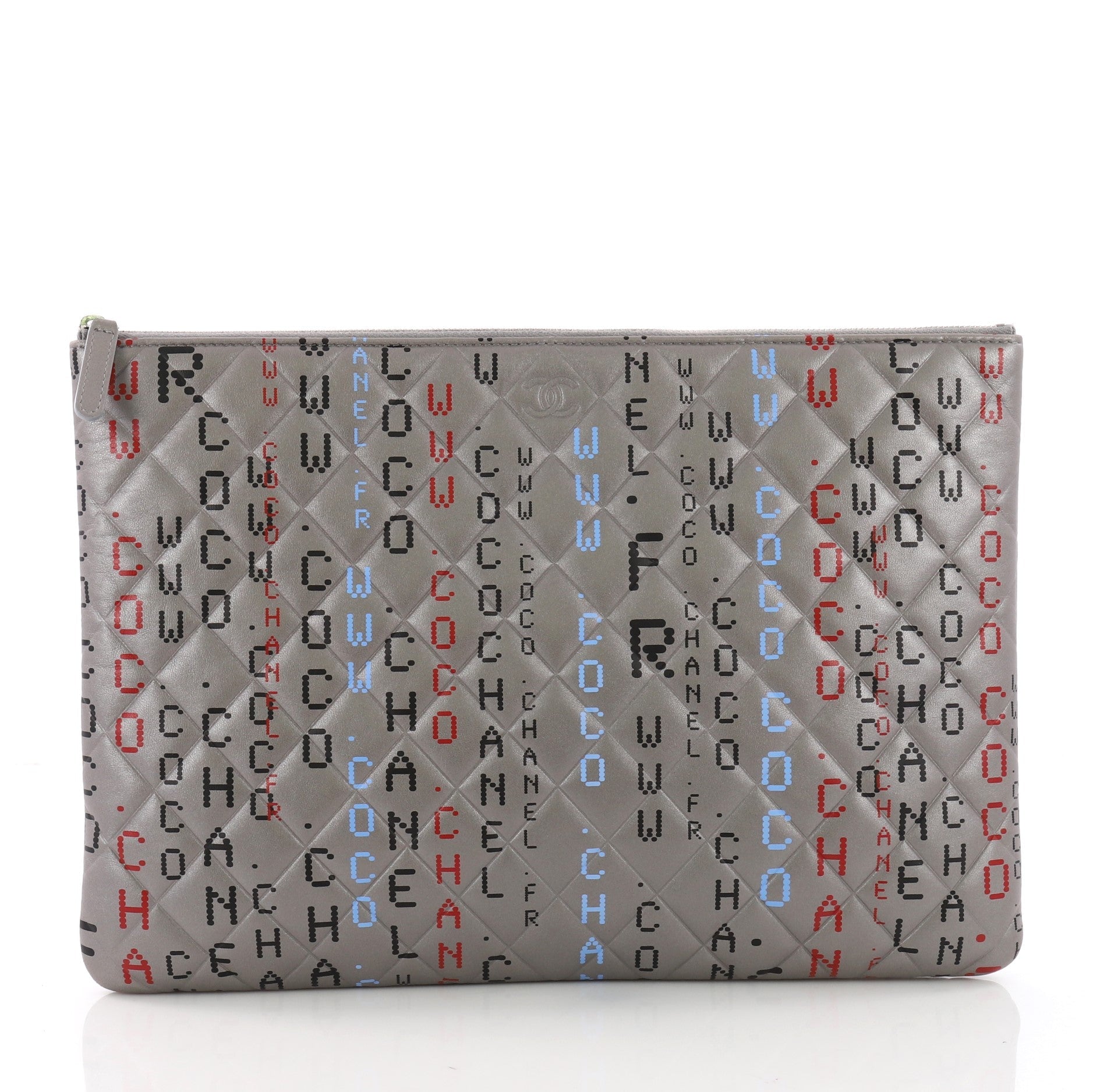 Data Center O Case Clutch Quilted Printed Lambskin Large