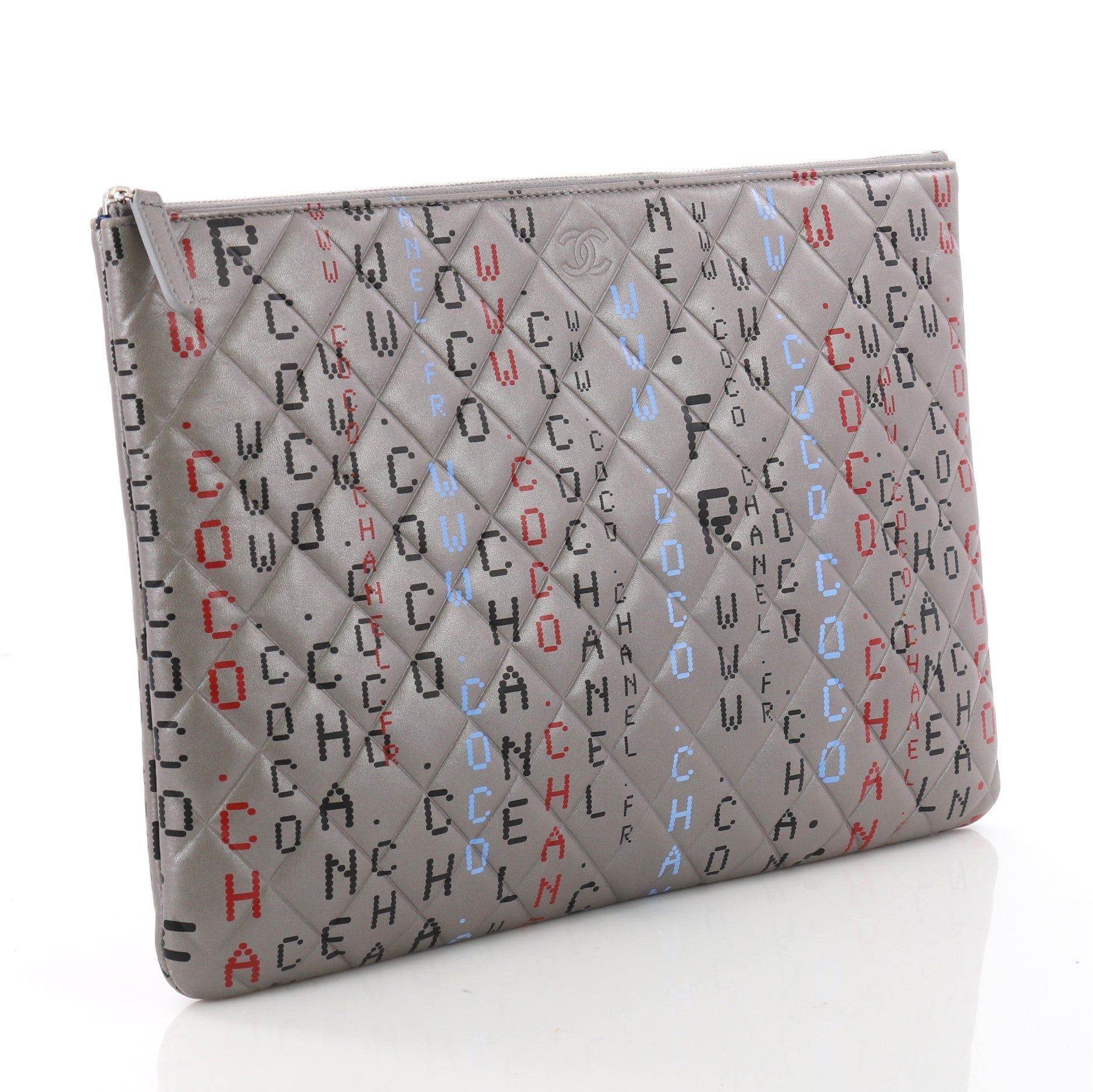 Data Center O Case Clutch Quilted Printed Lambskin Large