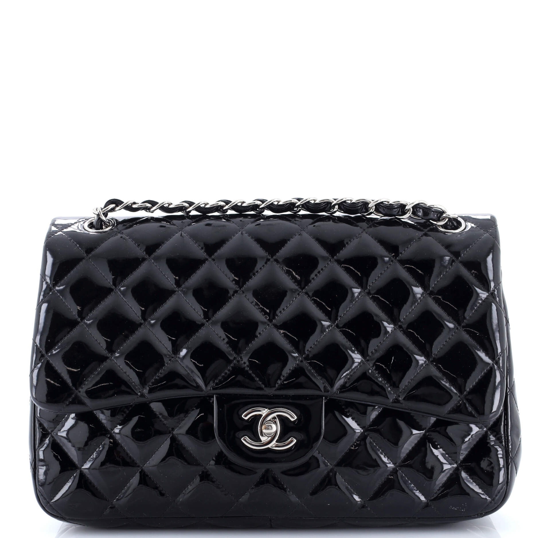 Classic Double Flap Bag Quilted Patent Jumbo