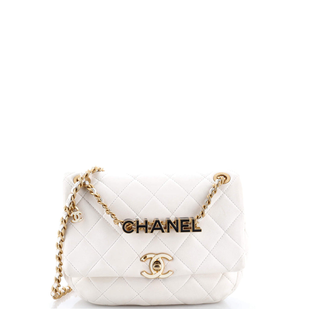 Enamel Logo CC Chain Flap Bag Quilted Lambskin Small