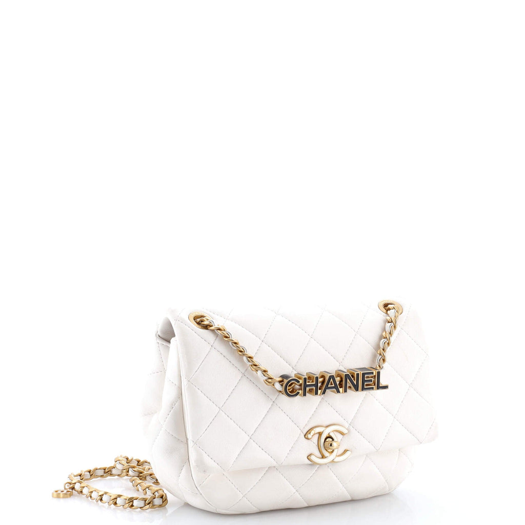 Enamel Logo CC Chain Flap Bag Quilted Lambskin Small
