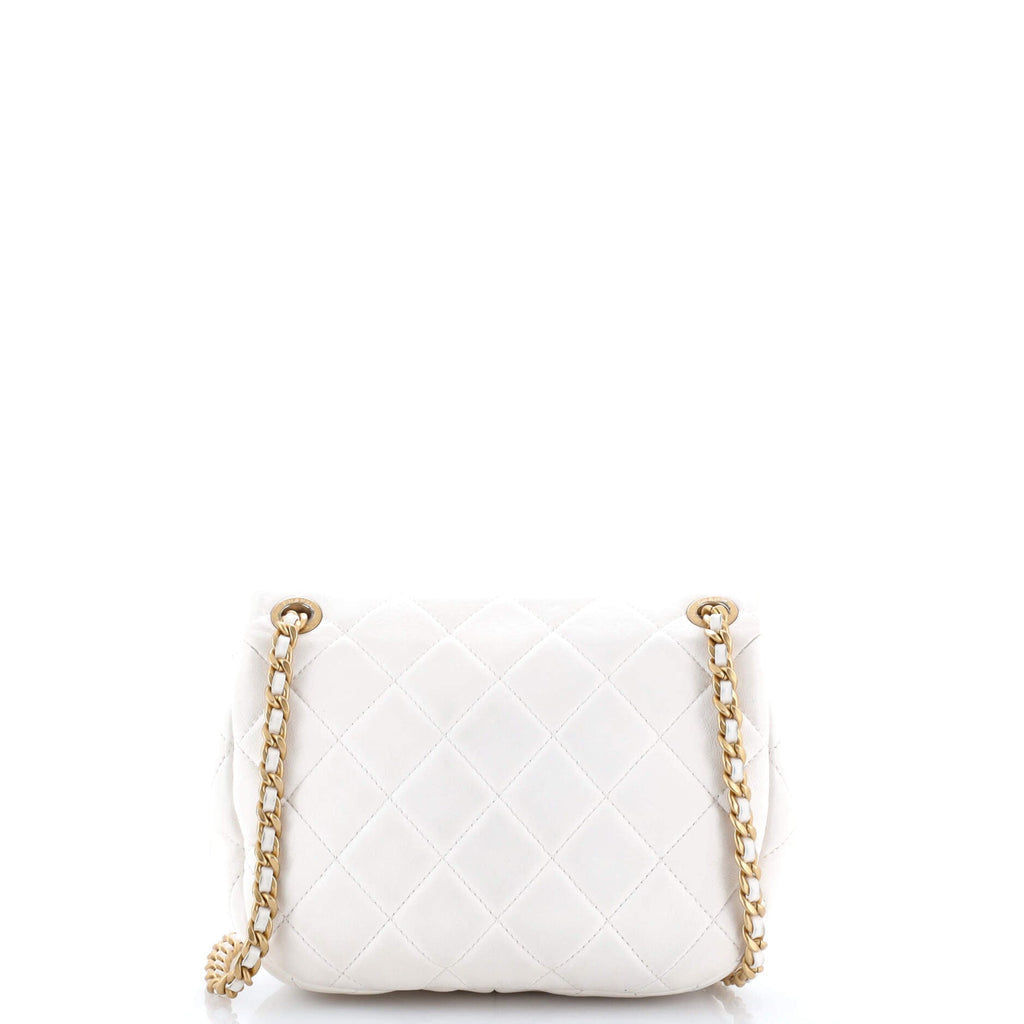 Enamel Logo CC Chain Flap Bag Quilted Lambskin Small