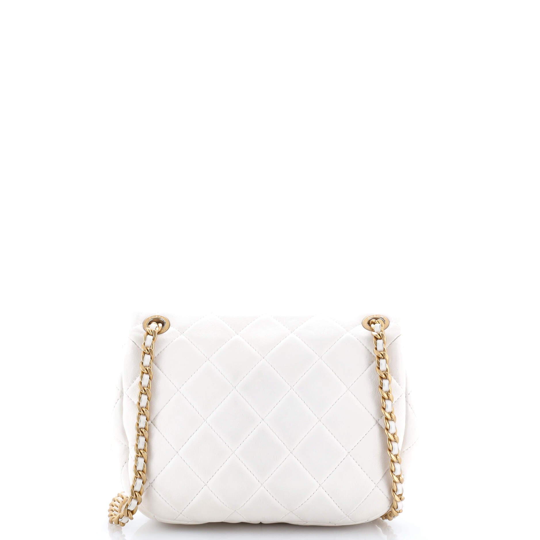 Enamel Logo CC Chain Flap Bag Quilted Lambskin Small
