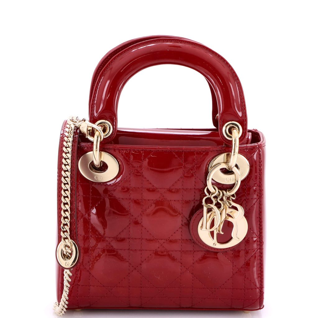 Lady Dior Chain Bag Cannage Quilt Patent Mini