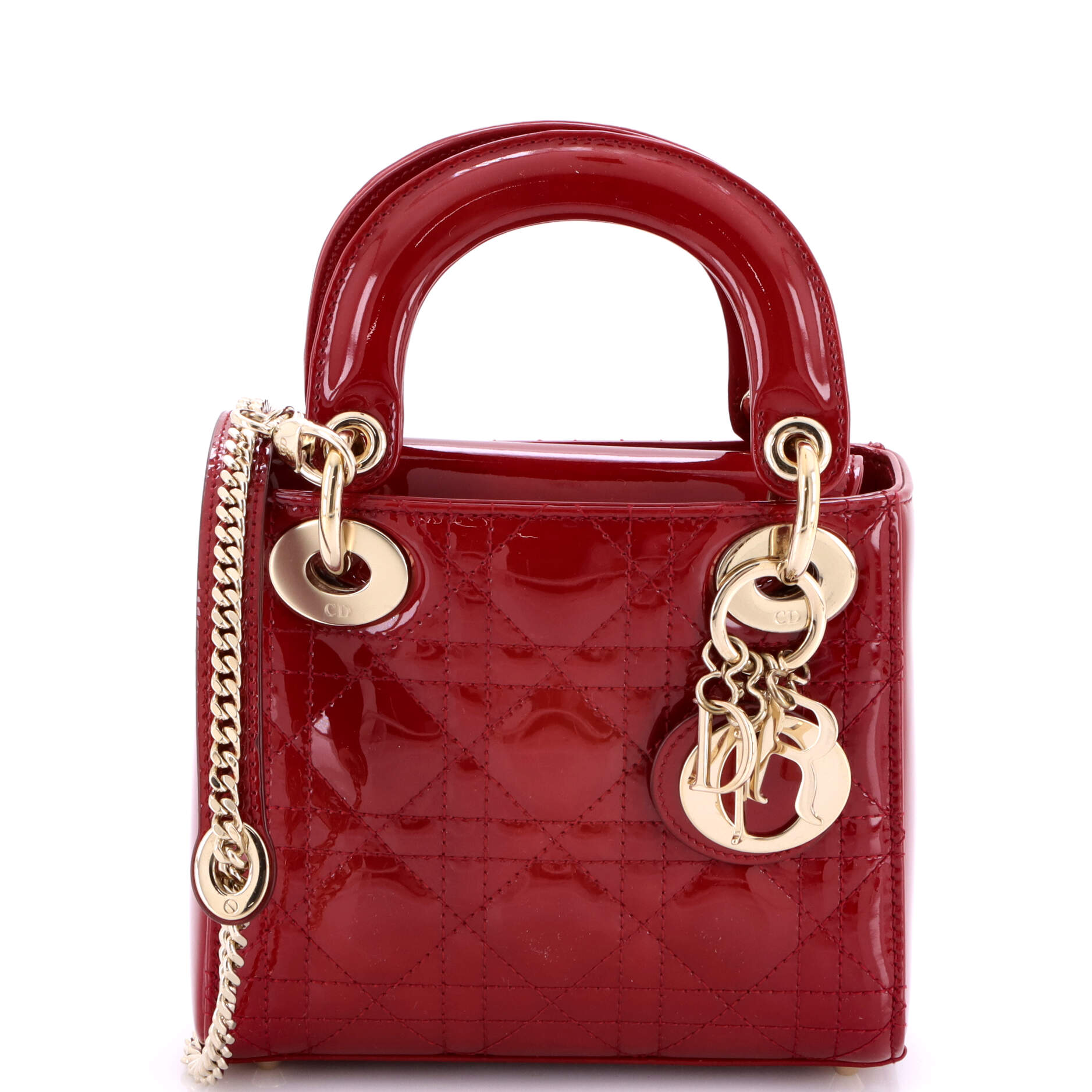 Lady Dior Chain Bag Cannage Quilt Patent Mini
