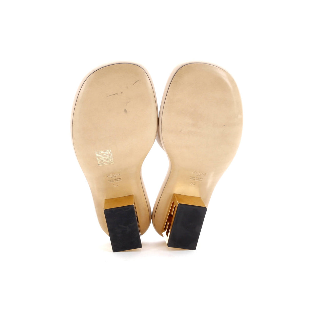 Women's Baguette Heeled Slide Mules Leather
