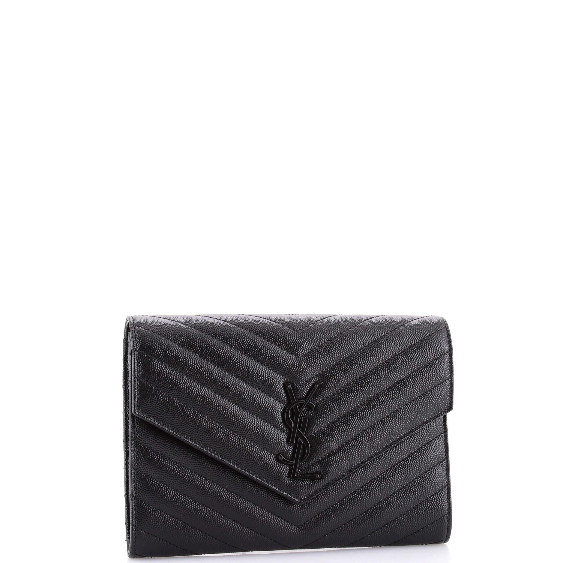 Classic Monogram Envelope Wristlet Clutch Matelasse Chevron Leather