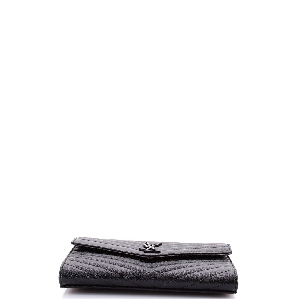 Classic Monogram Envelope Wristlet Clutch Matelasse Chevron Leather