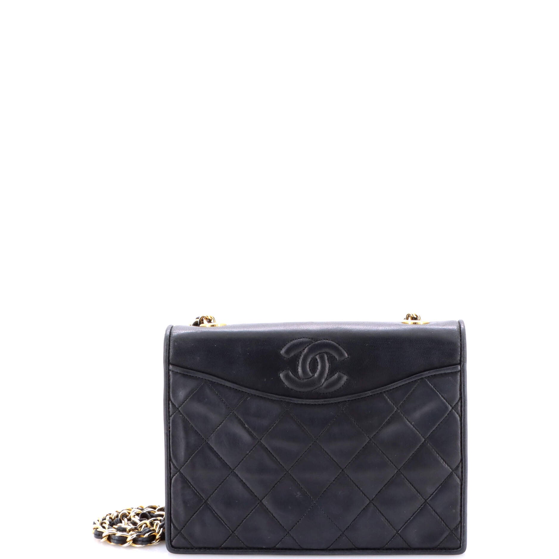 Vintage CC Full Flap Bag Quilted Lambskin Small