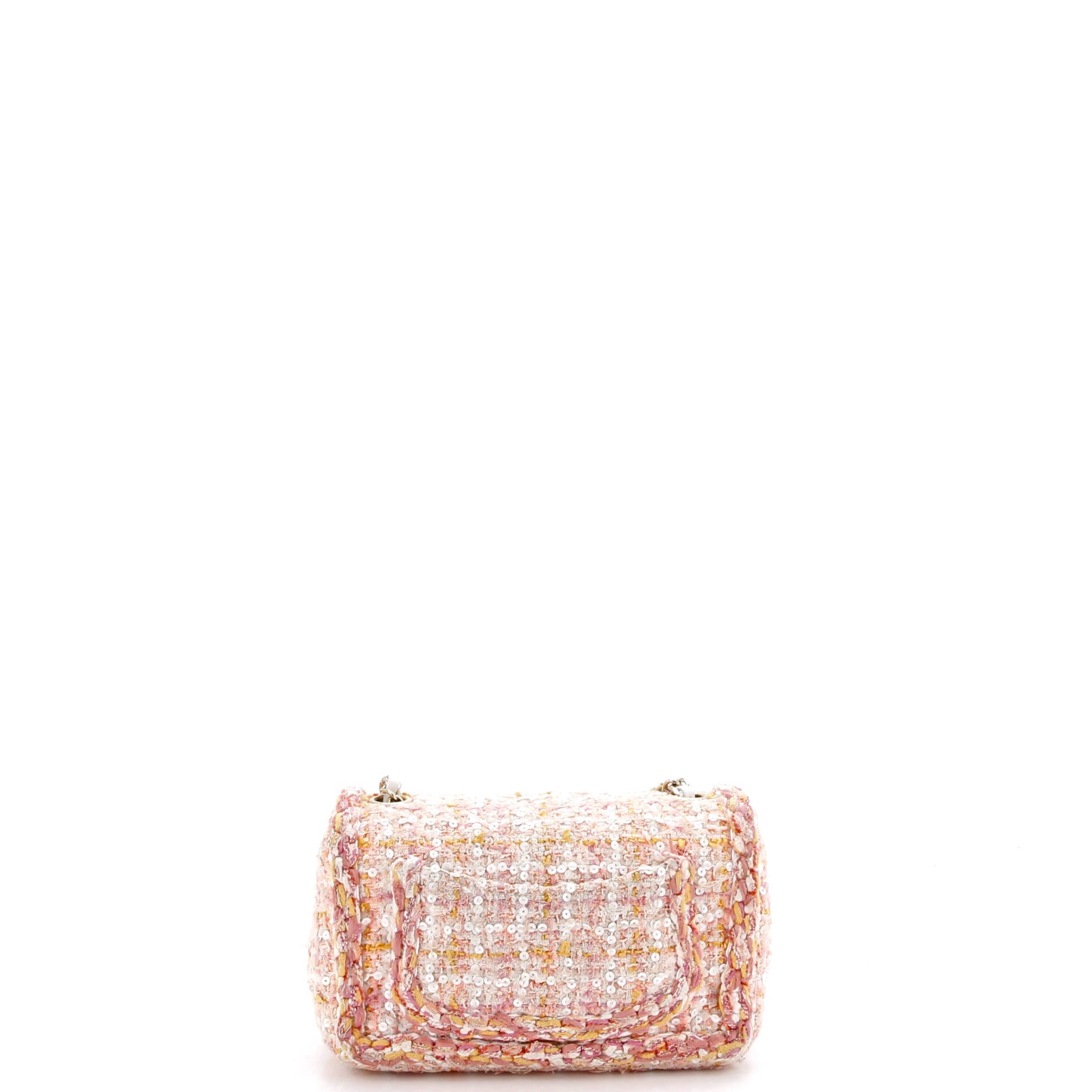 Classic Single Flap Bag Braided Quilted Tweed with Sequins Mini