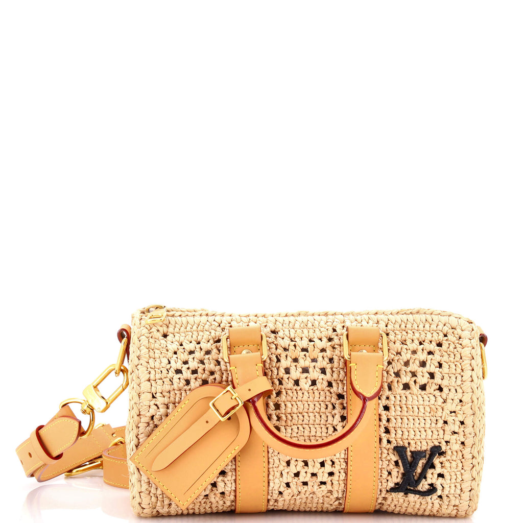 Keepall Bandouliere Bag Damier Raffia 25