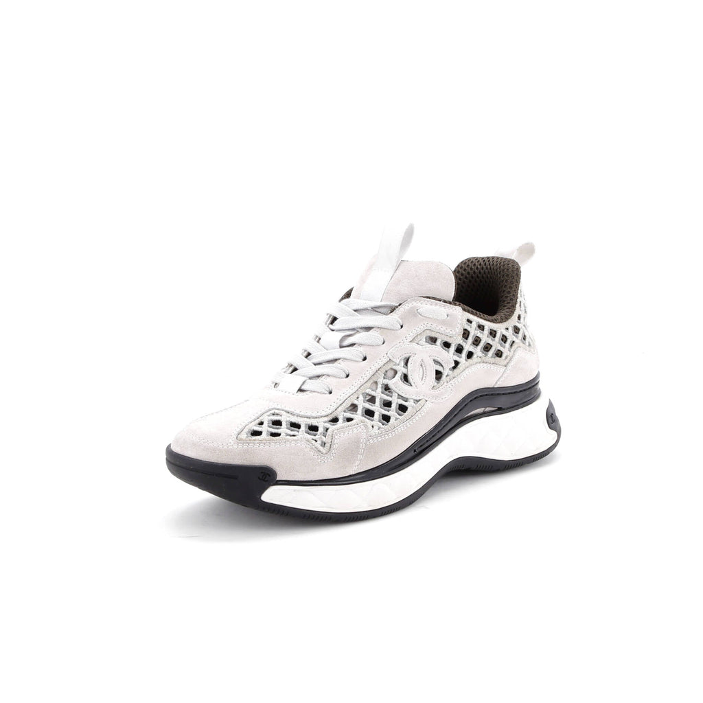 Women's CC Embroidery Sneakers Calfskin and Suede