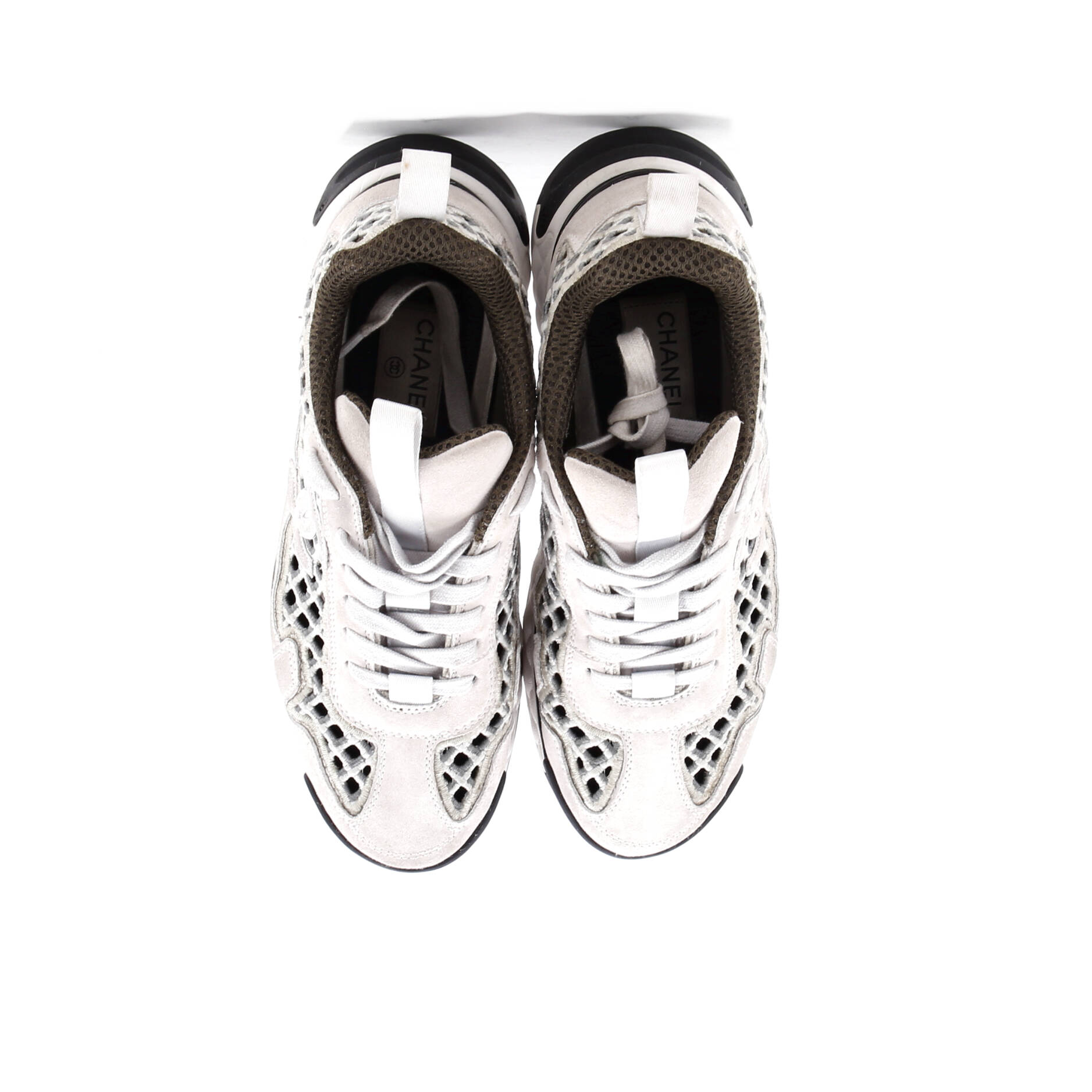 Women's CC Embroidery Sneakers Calfskin and Suede