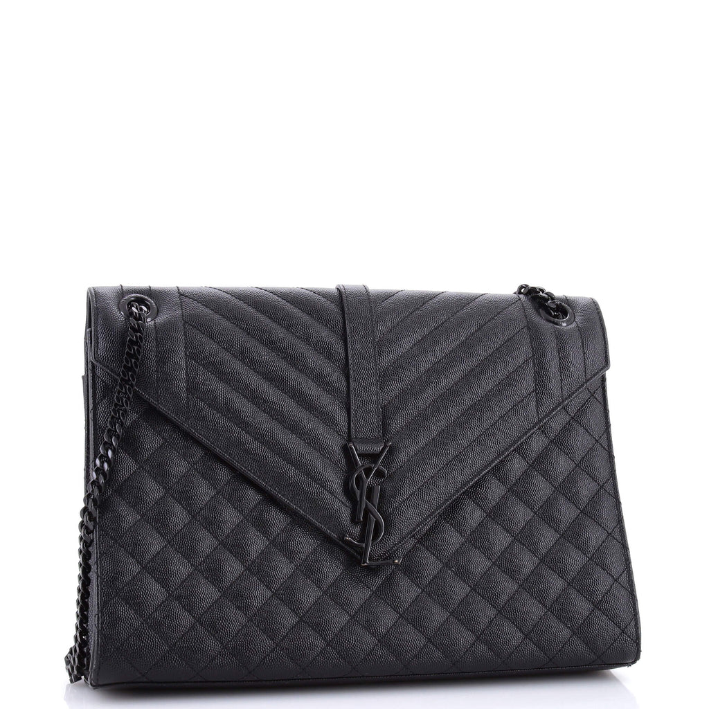 Classic Monogram Envelope Satchel Mixed Matelasse Leather Large