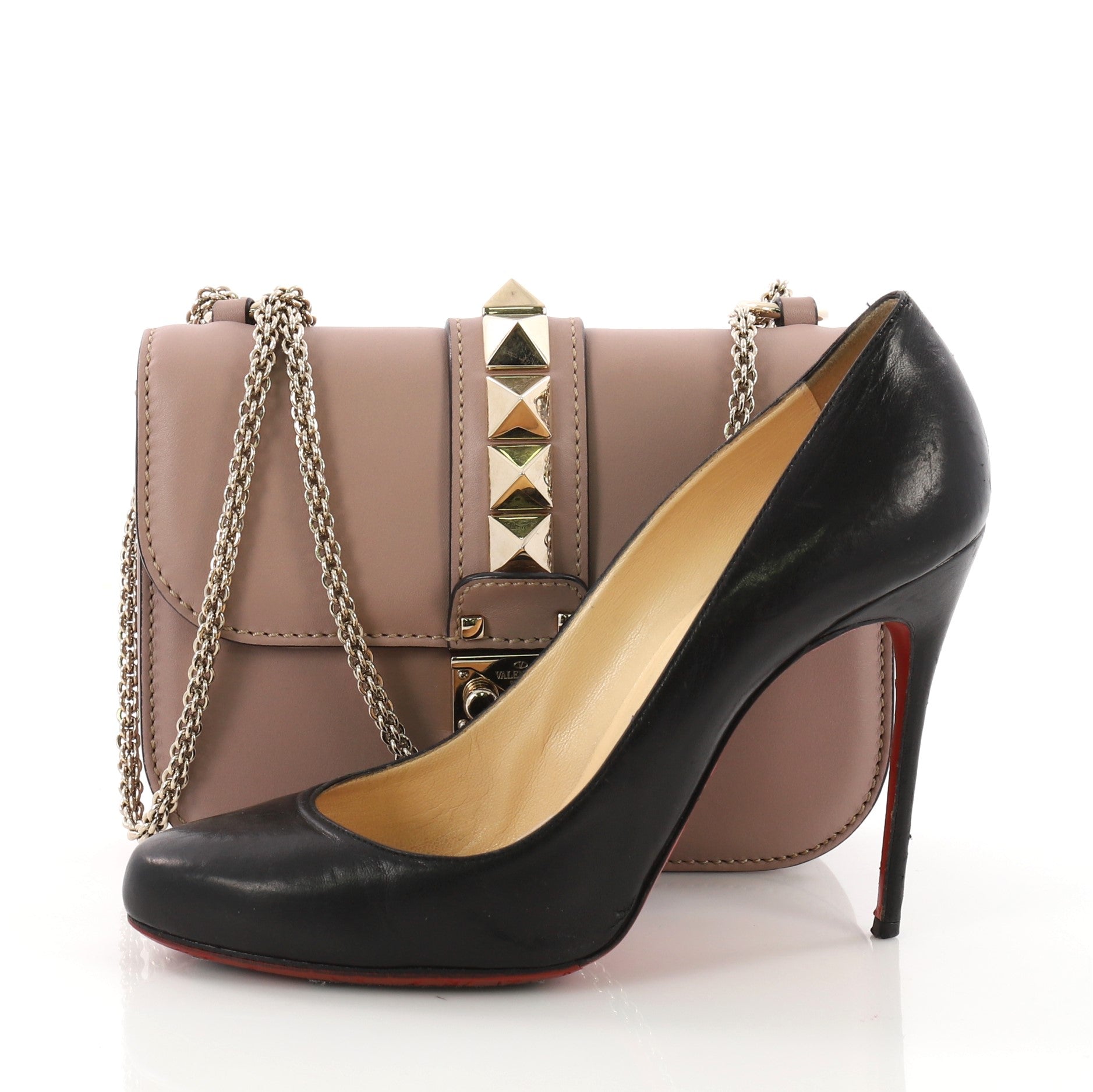 Glam Lock Shoulder Bag Leather Mini