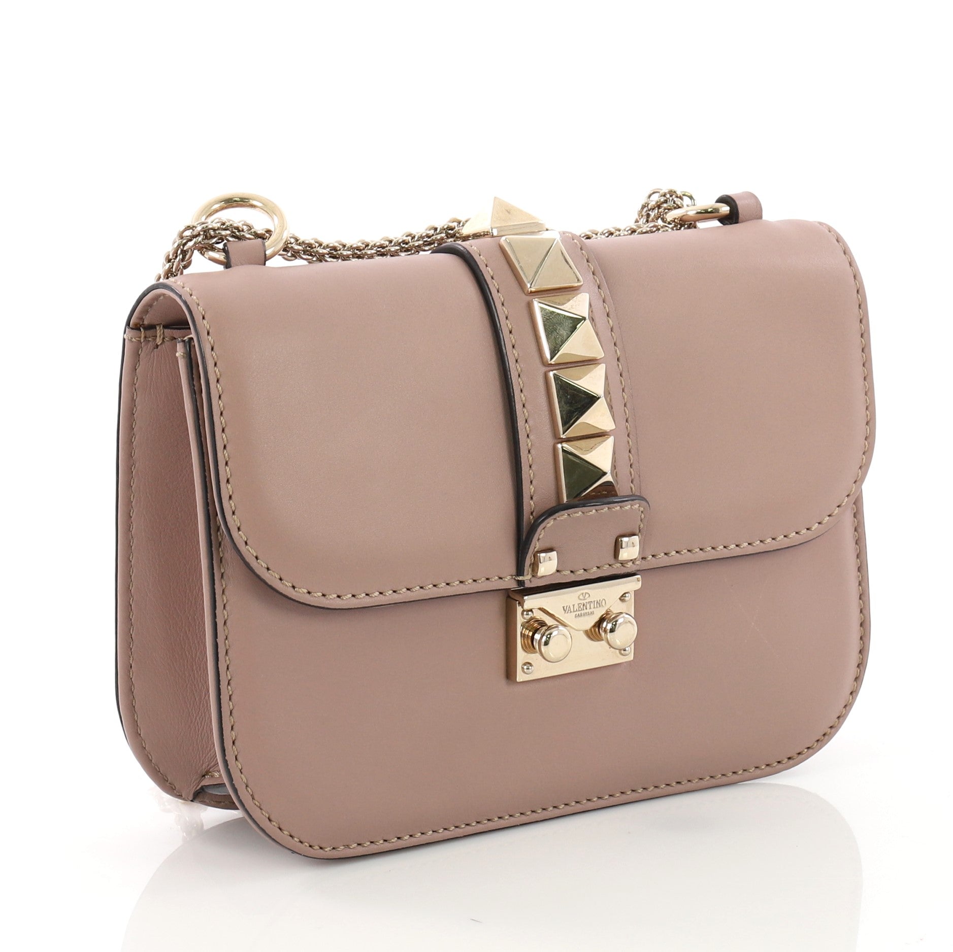 Glam Lock Shoulder Bag Leather Mini