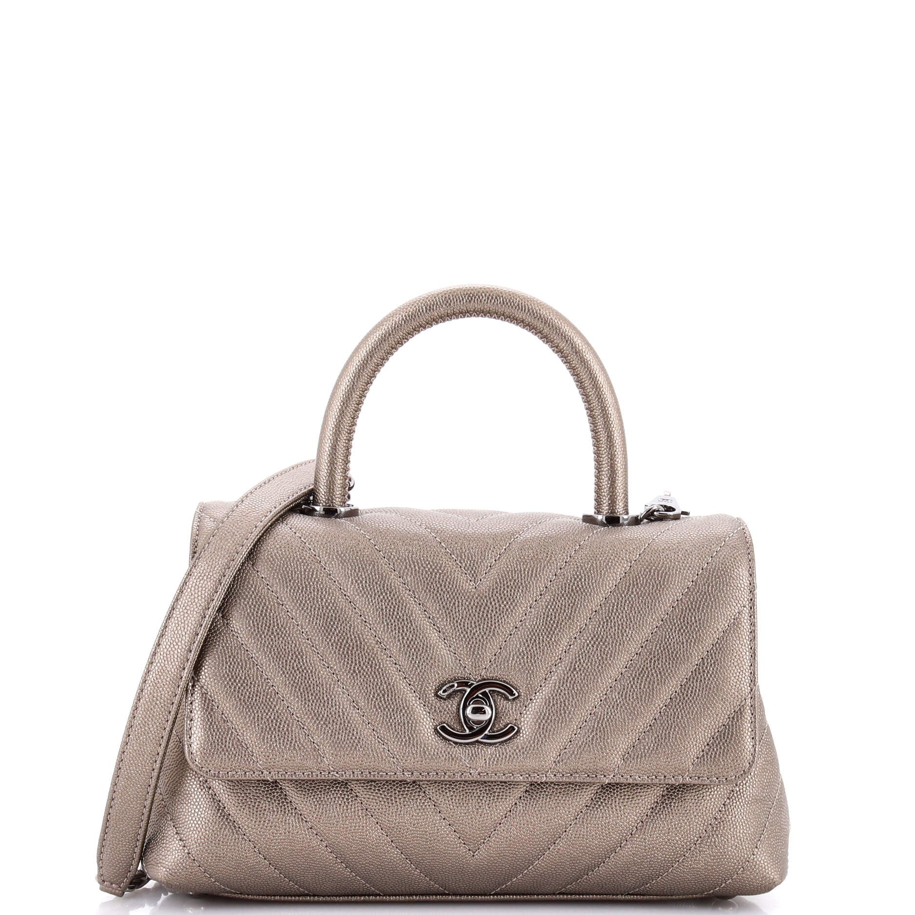 Coco Top Handle Bag Chevron Caviar Mini