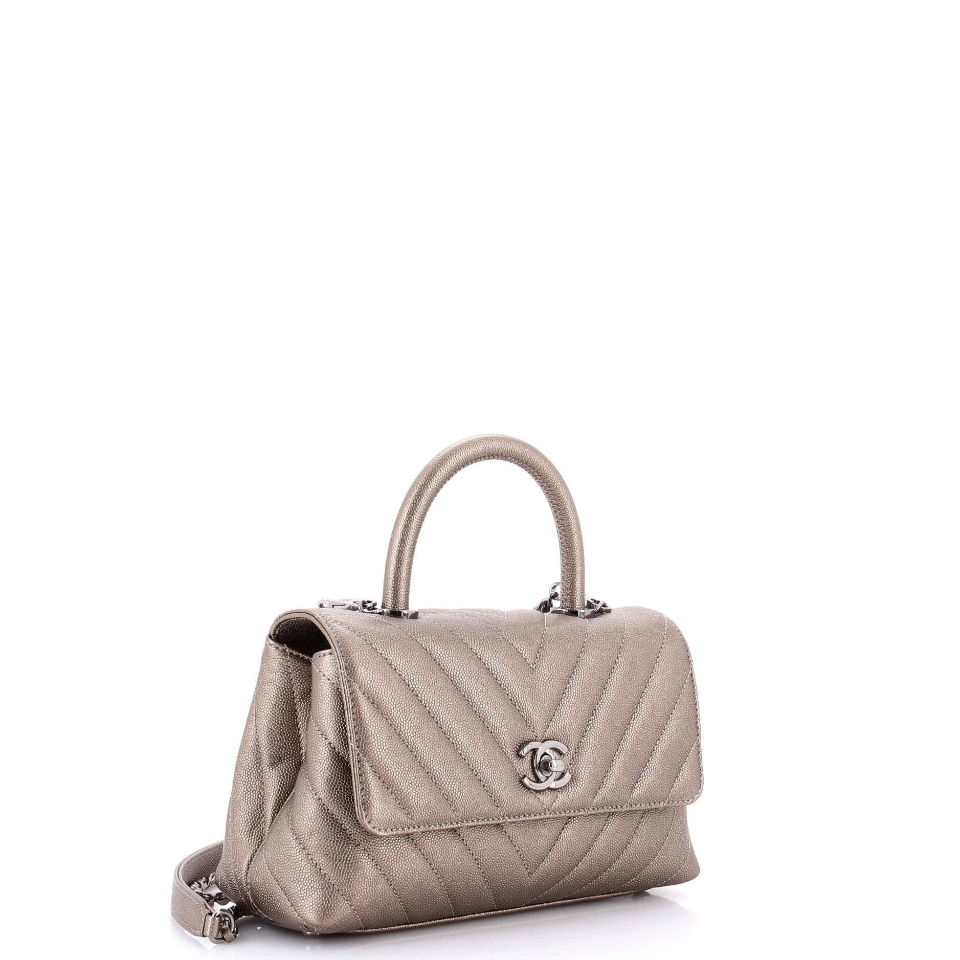 Coco Top Handle Bag Chevron Caviar Mini