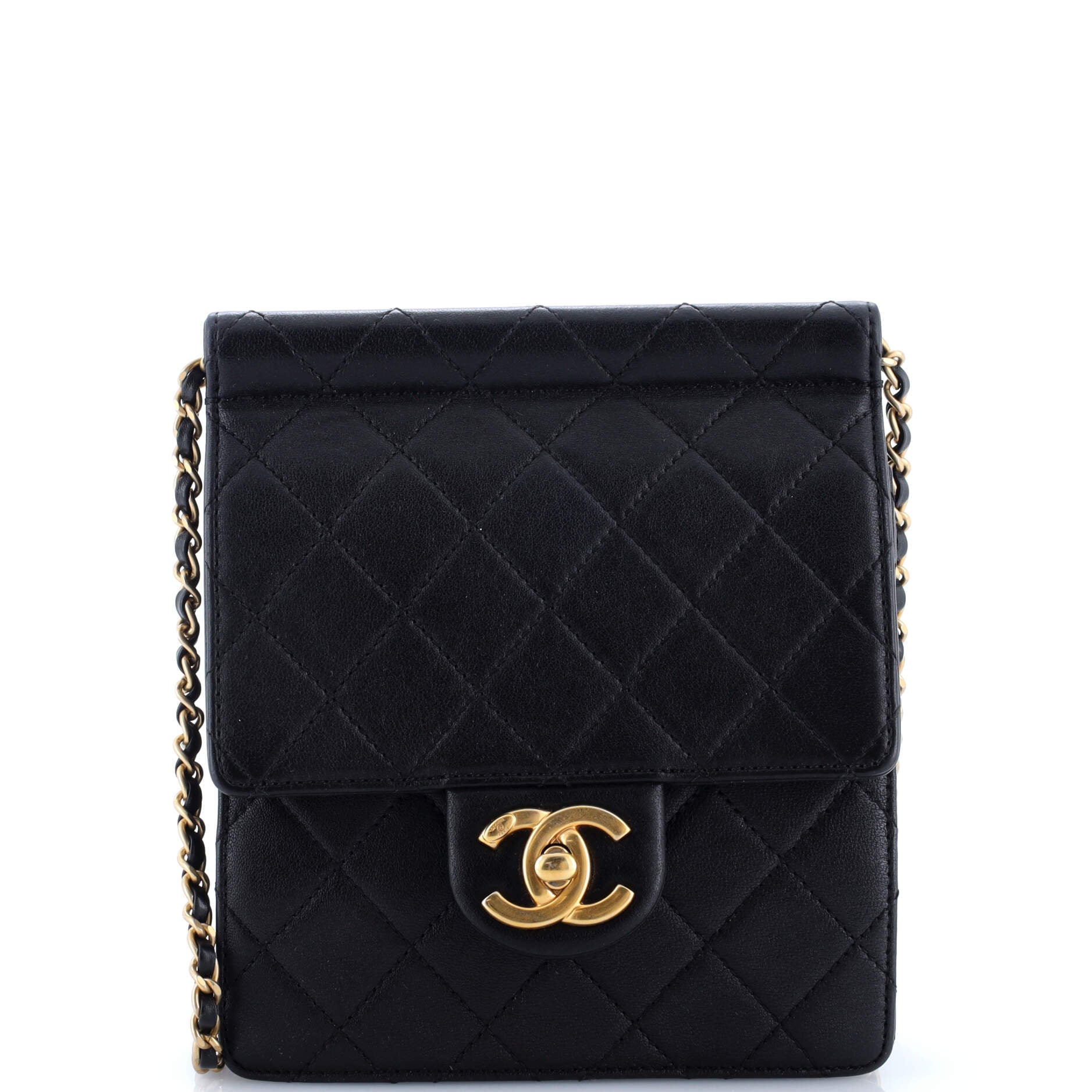 Pearl Chain Flap Bag Quilted Lambskin Small