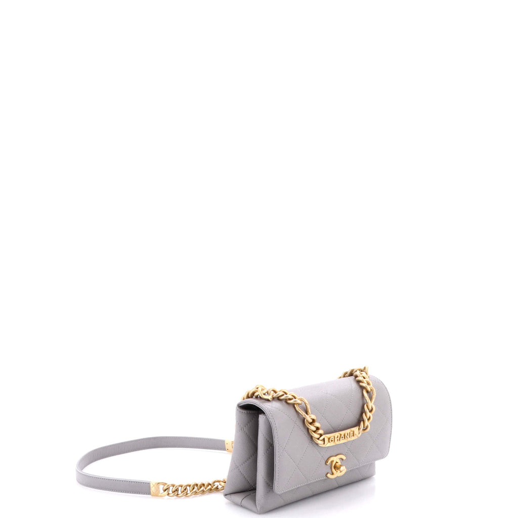 Bracelet On Chain Flap Bag Quilted Caviar Mini