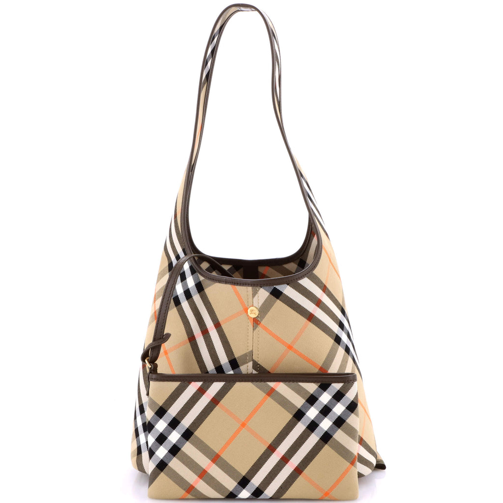 Hobo Shoulder Bag Vintage Check Canvas Small