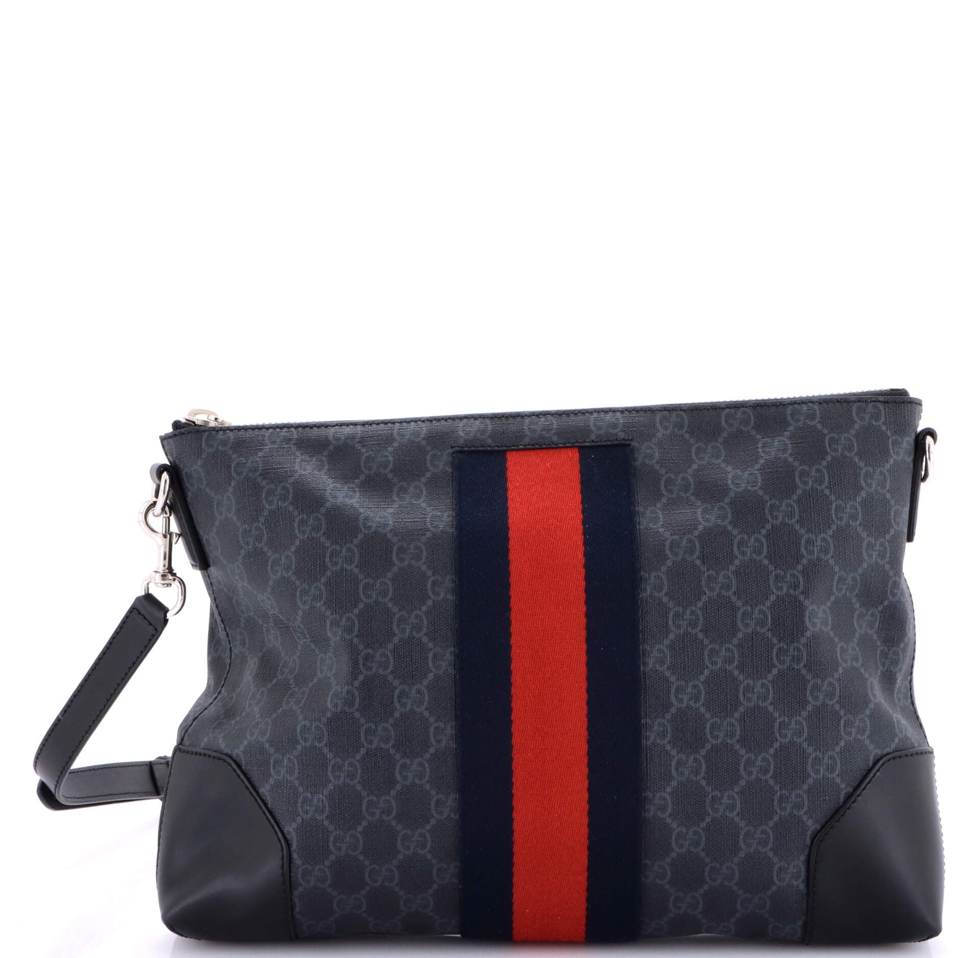 Web Zip Flat Messenger GG Coated Canvas Medium