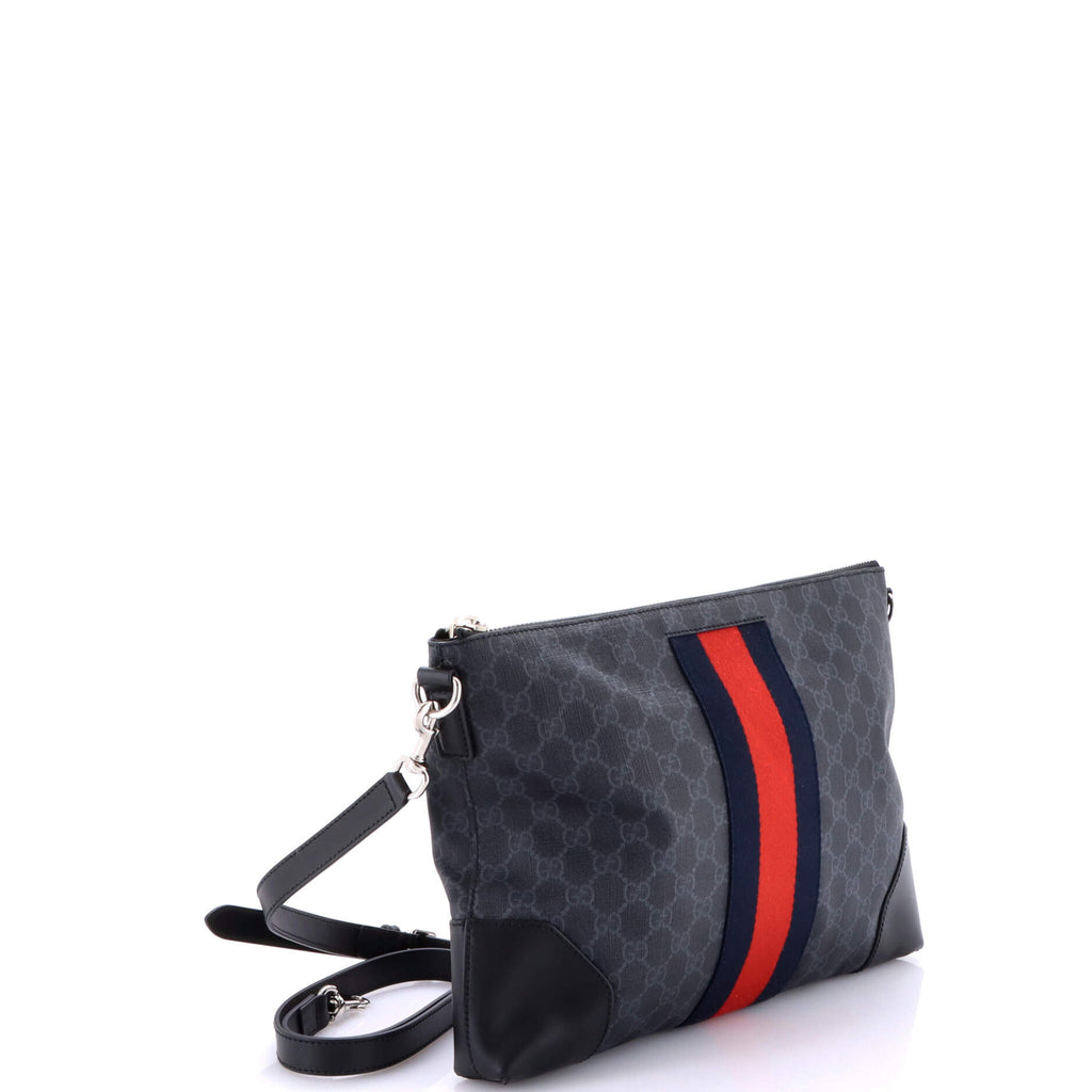 Web Zip Flat Messenger GG Coated Canvas Medium