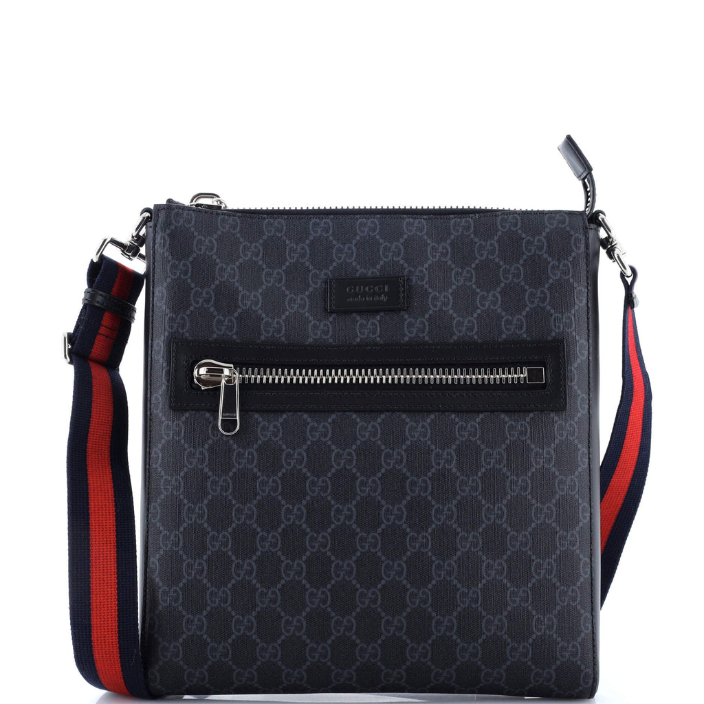 Web Strap Front Zip Messenger Bag GG Coated Canvas Medium