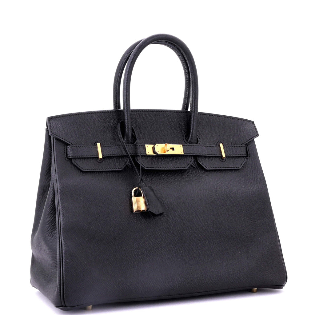 Birkin Handbag Noir Epsom with Gold Hardware 35