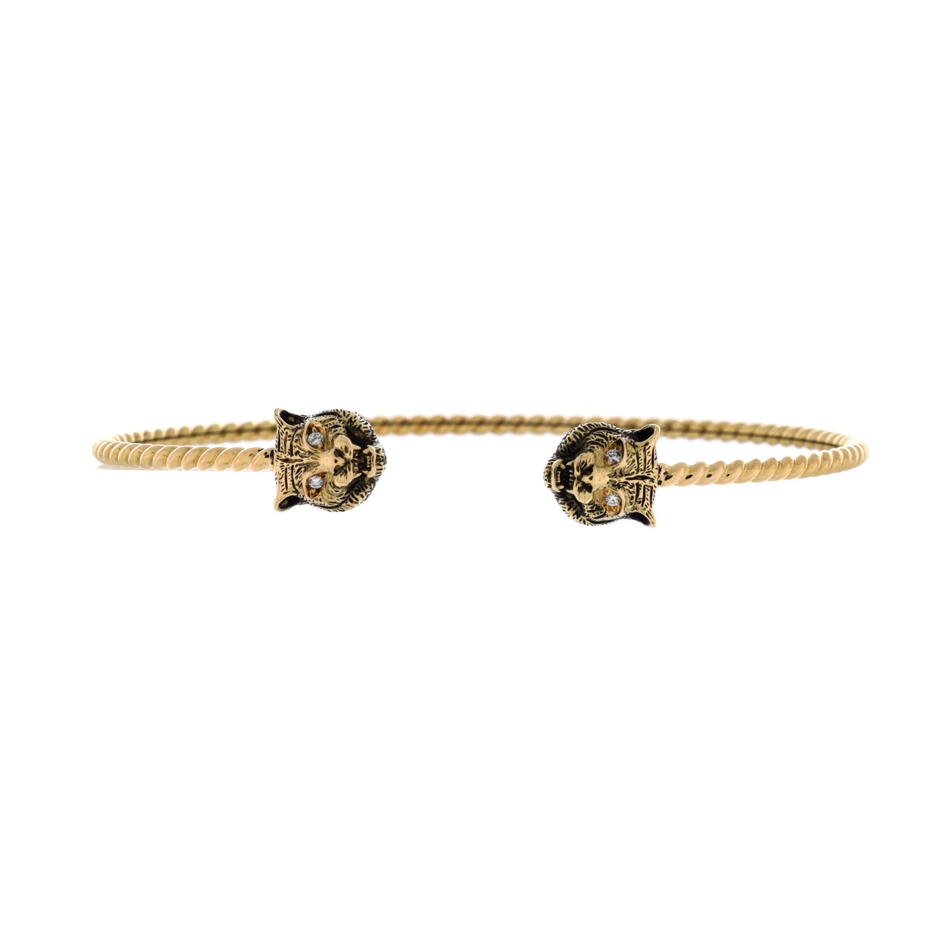 Le Marche Des Merveilles Tiger Cuff Bracelet 18K Yellow Gold with Daimonds