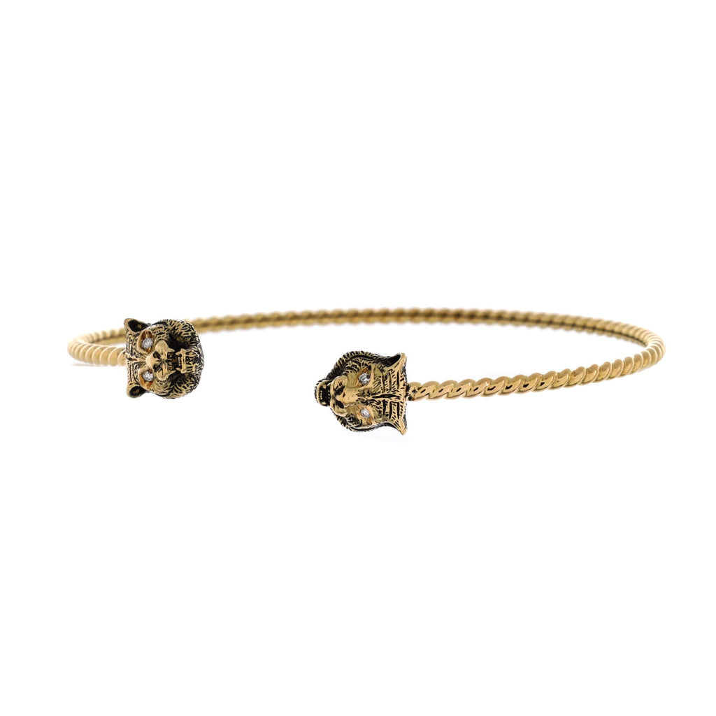 Le Marche Des Merveilles Tiger Cuff Bracelet 18K Yellow Gold with Daimonds