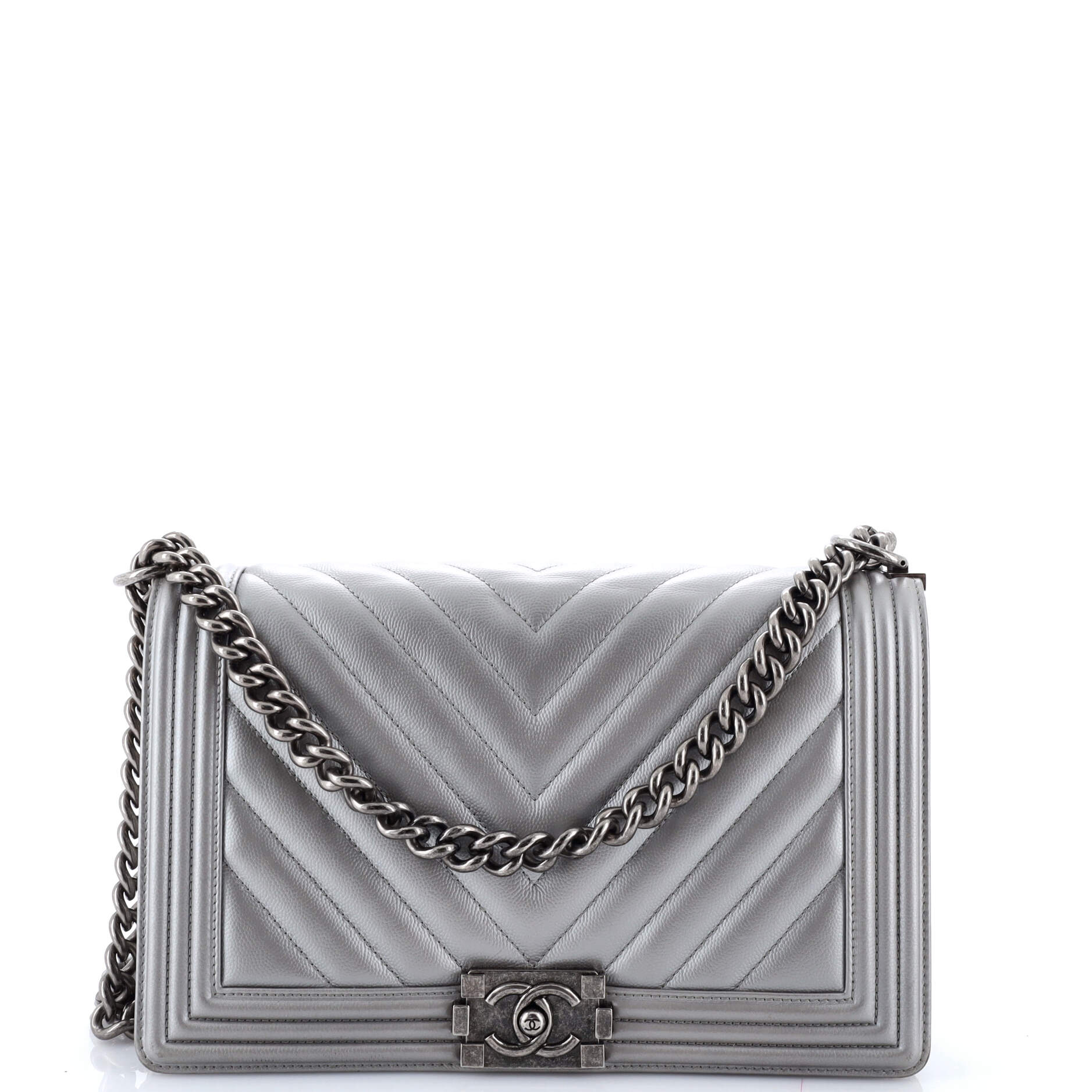 Boy Flap Bag Chevron Caviar New Medium