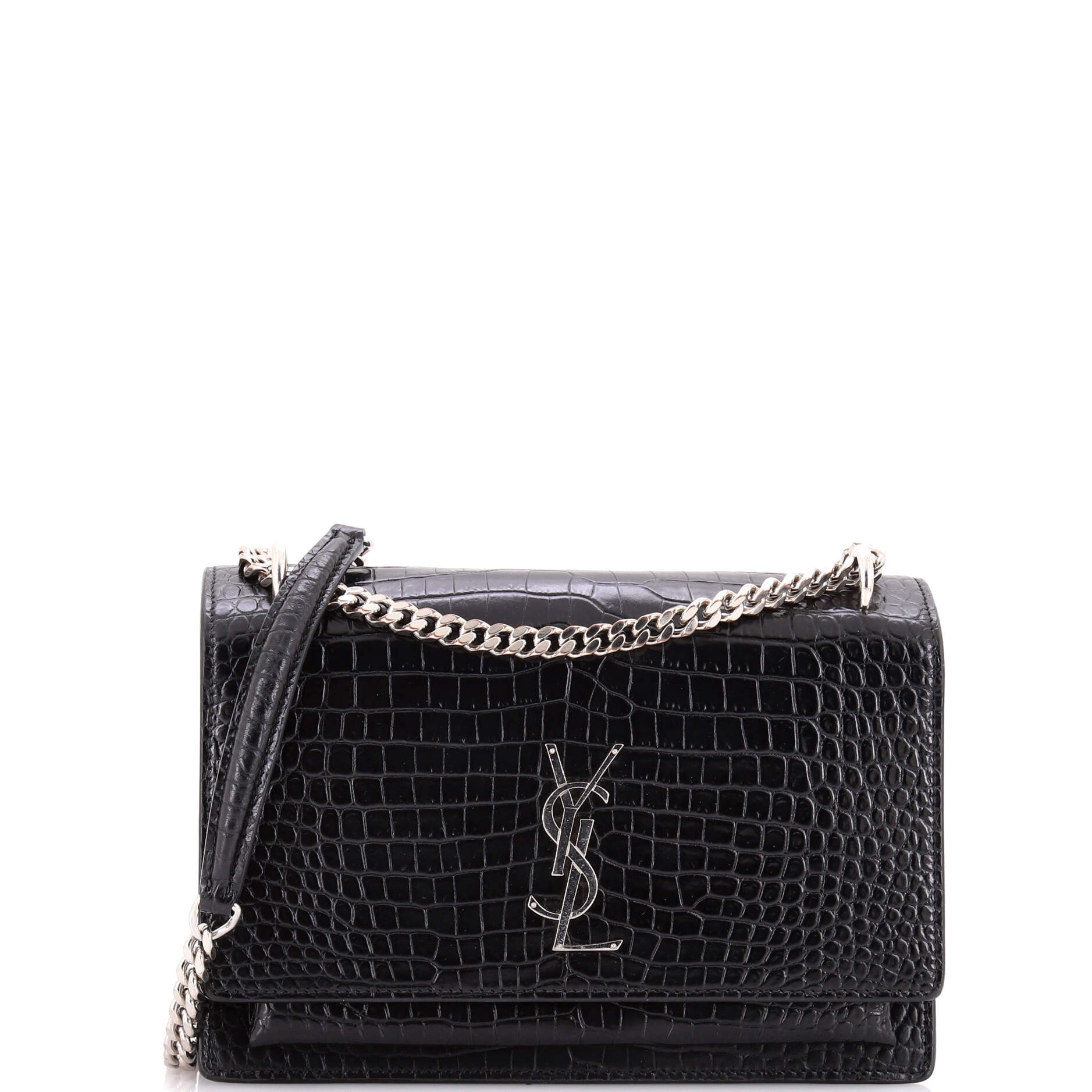 Sunset Crossbody Bag Crocodile Embossed Leather Medium